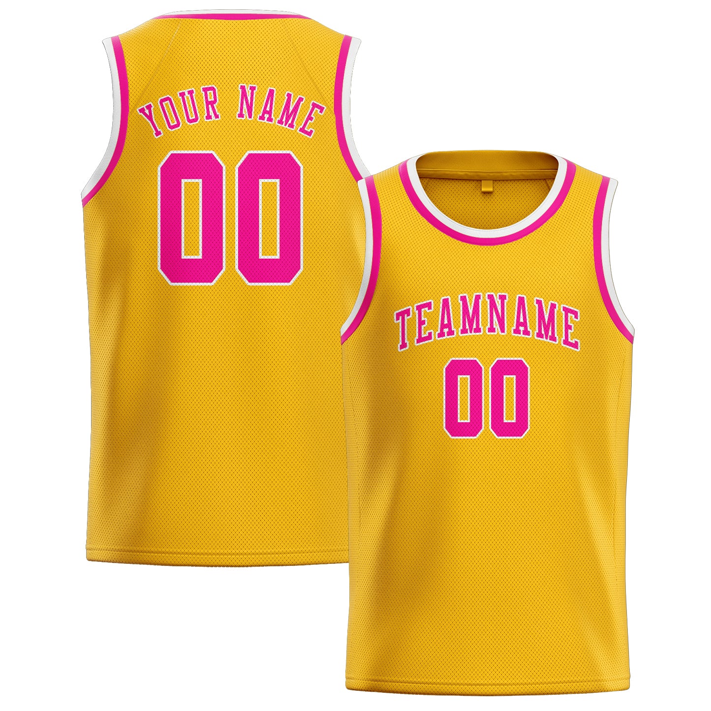 Benutzerdefiniertes Professionelles Gold Rosarot Basketballtrikot