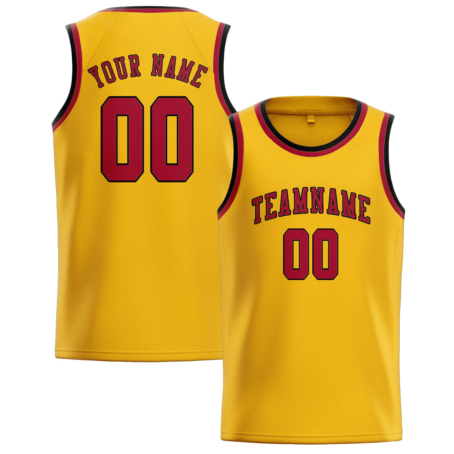 Benutzerdefiniertes Professionelles Gold Rot Basketballtrikot