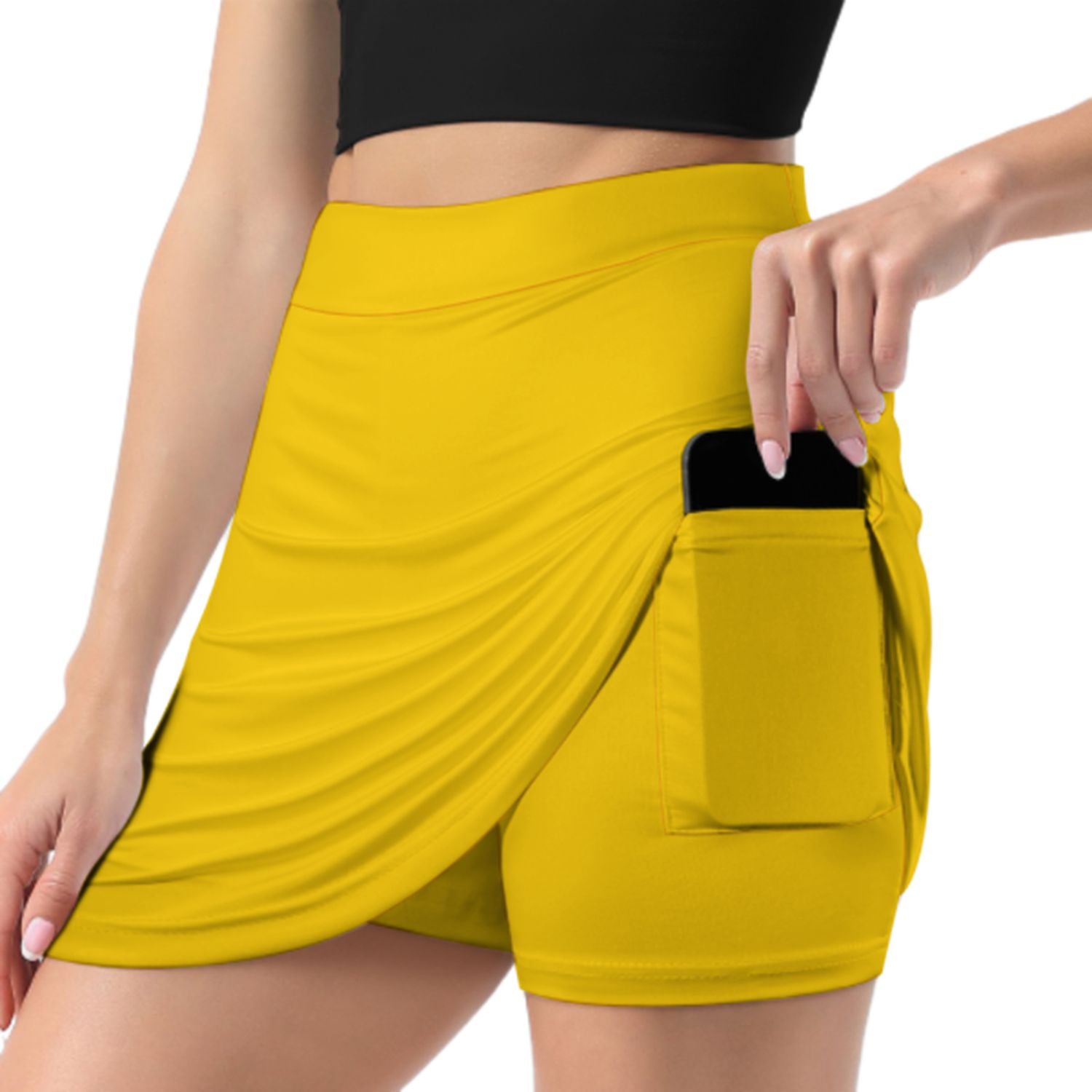 Maßgeschneidertes Gold Karmesinrot A-Linien Skort