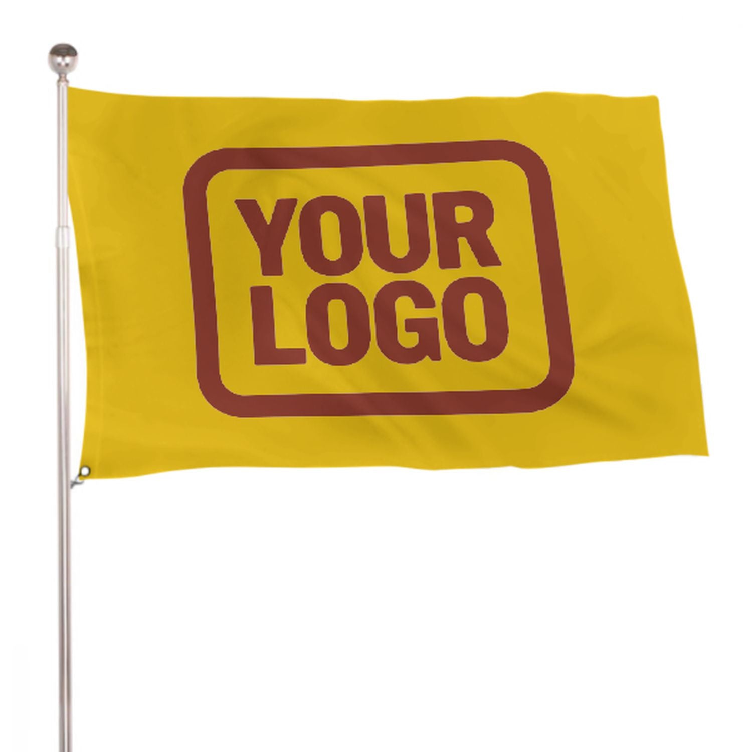 Maßgeschneidertes Gold Korallenrot Flagge