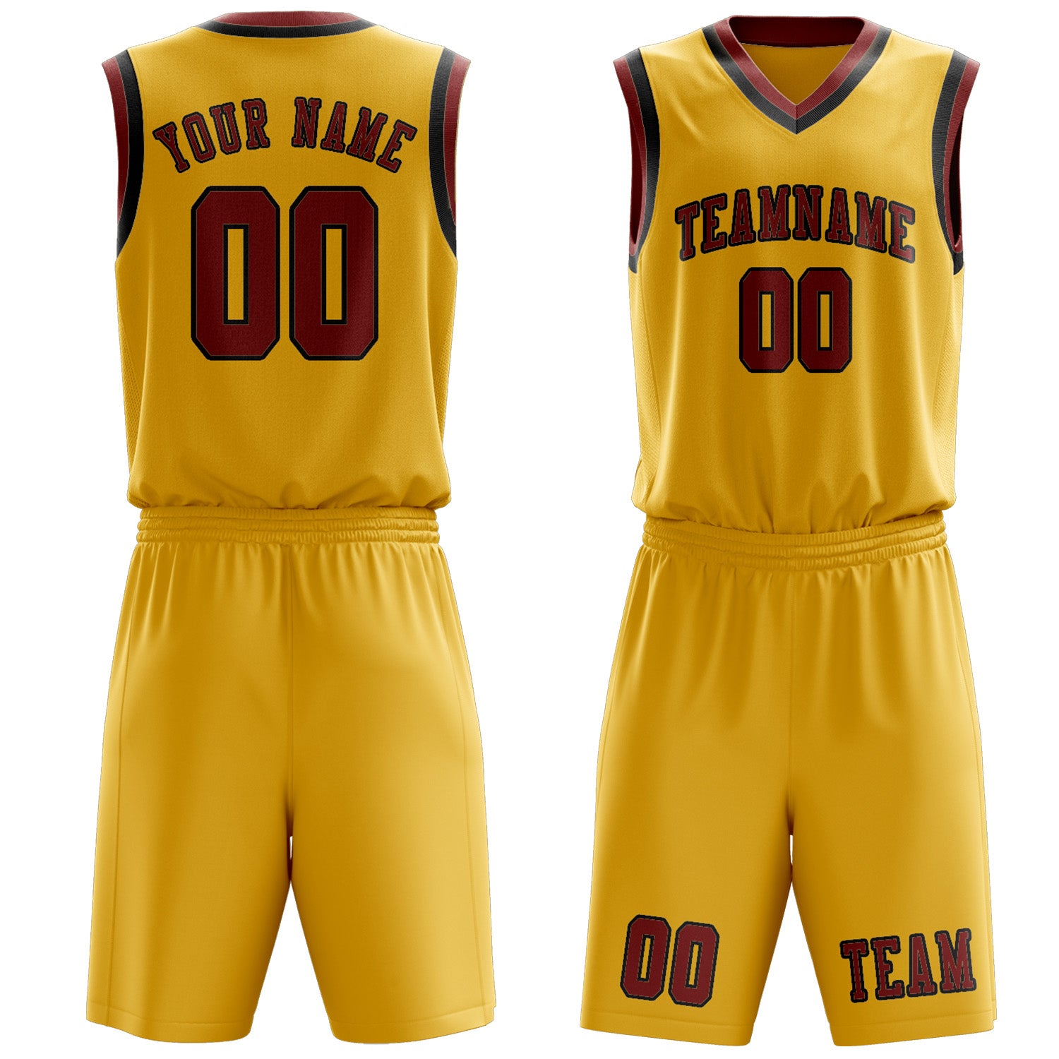 Benutzerdefiniertes Professionelles Gold Korallenrot Basketballtrikot-Set