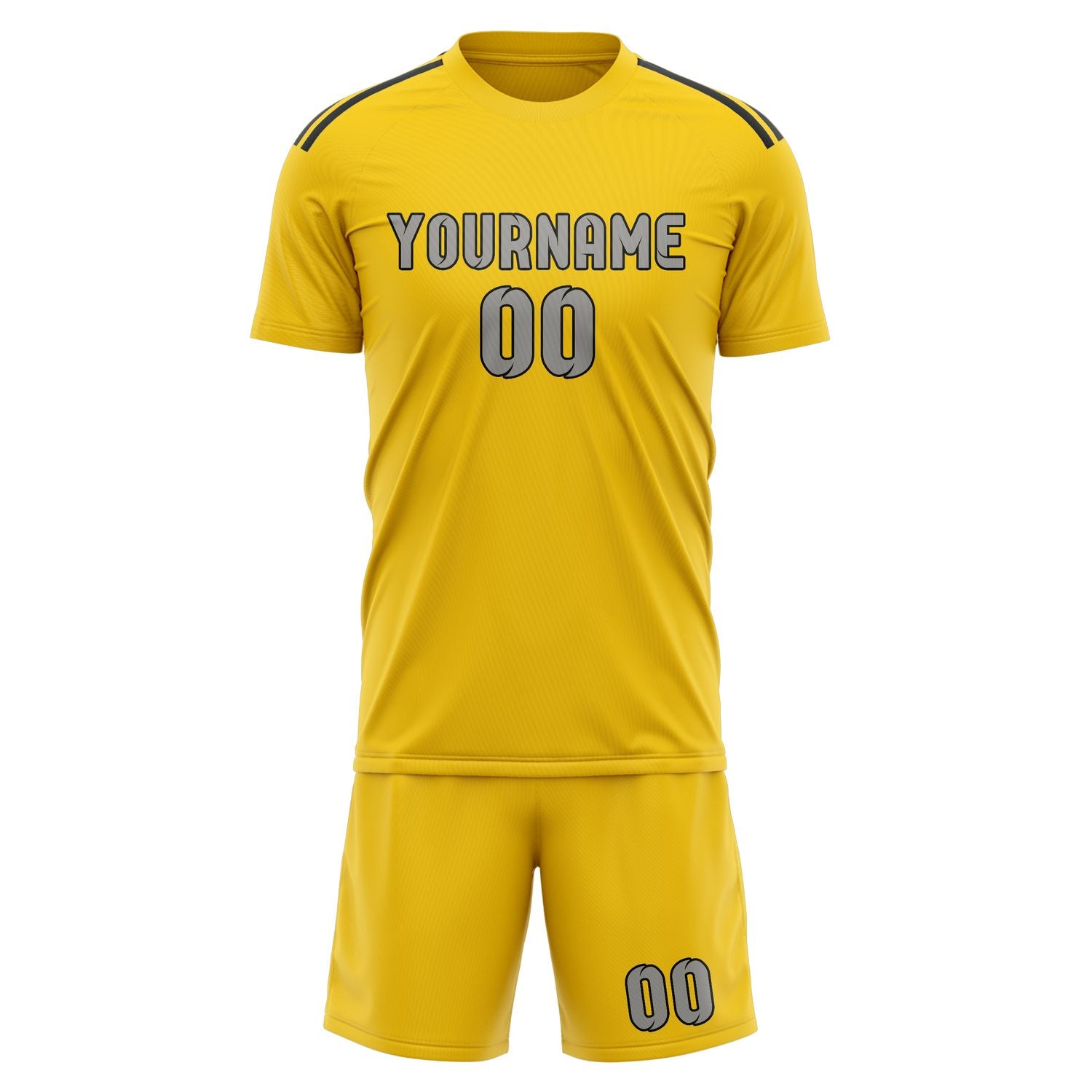 Maßgeschneidertes Professionelles Gold Grau Fußballtrikot-Set