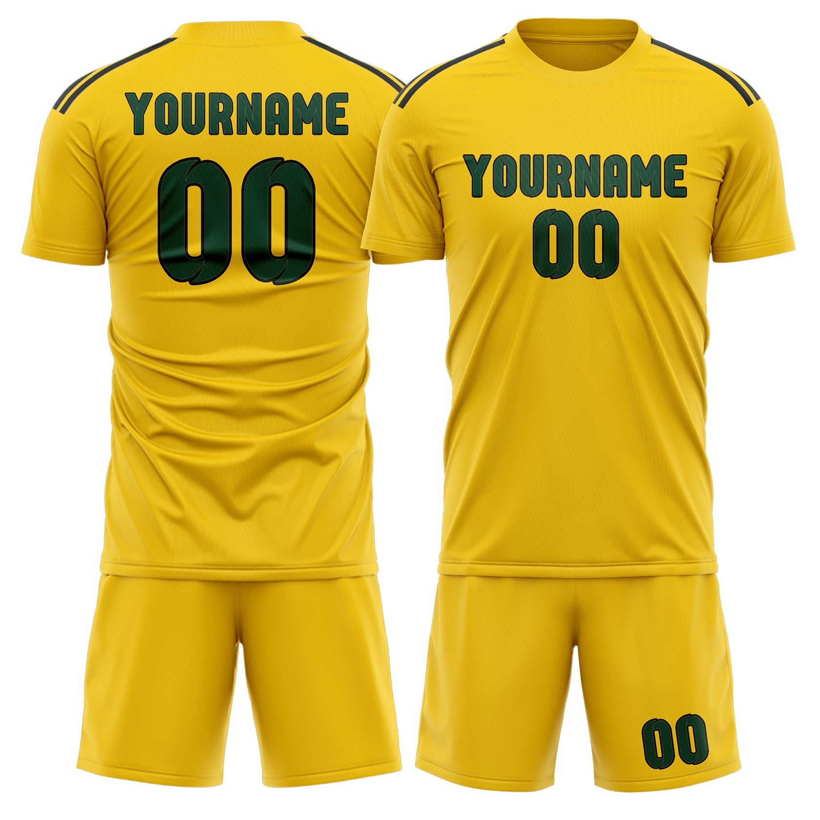Maßgeschneidertes Professionelles Gold Moosgrün Fußballtrikot-Set