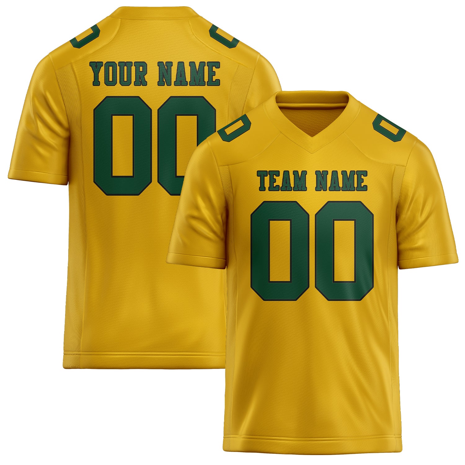 Maßgeschneidertes Professionelles Gold Moosgrün Rugbytrikot