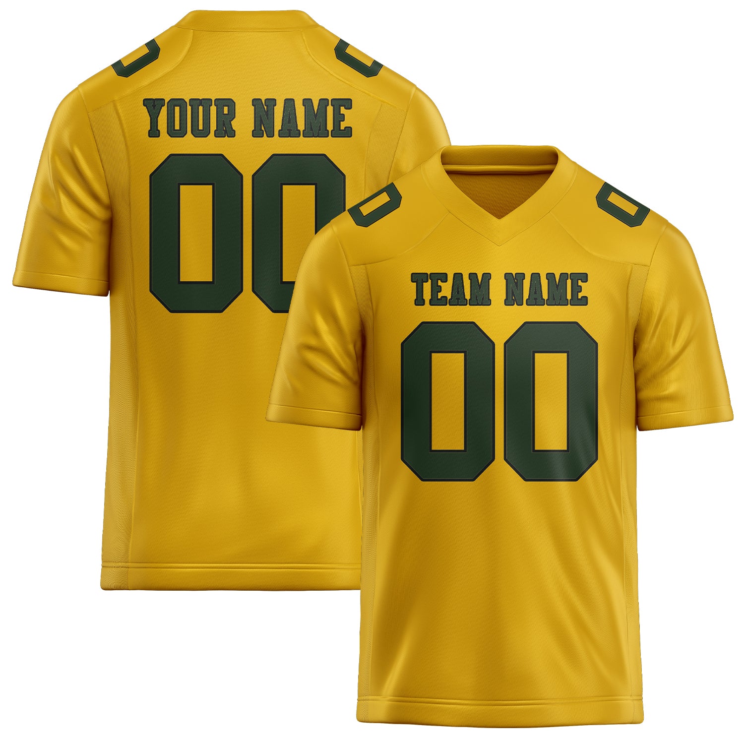 Maßgeschneidertes Professionelles Gold Tannengrün Rugbytrikot