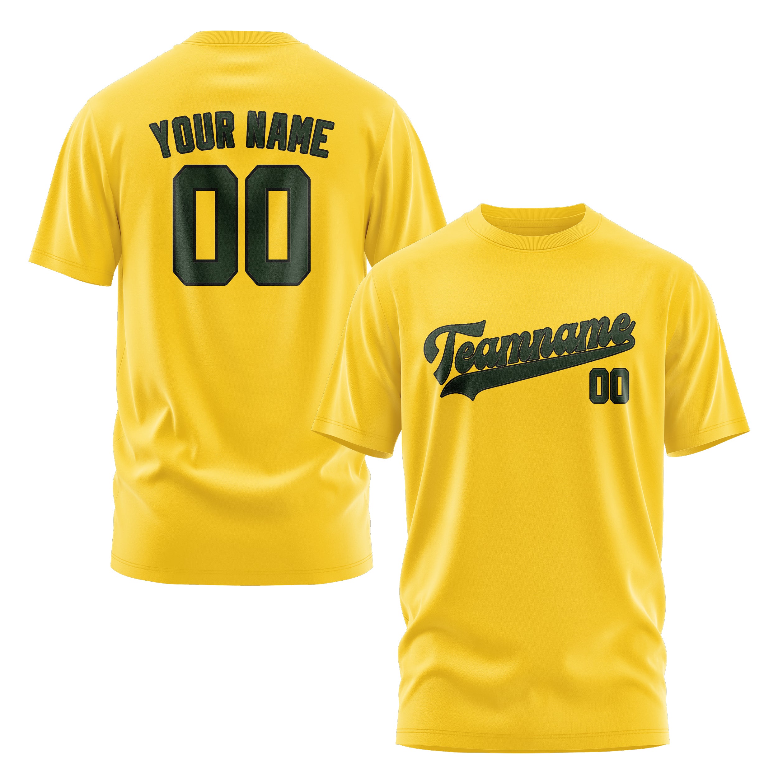 Maßgeschneidertes Gold Tannengrün T-Shirt