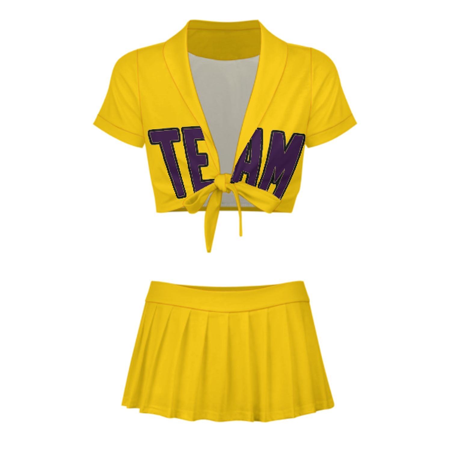 Maßgeschneidertes Gold Lila Cheerleader Outfit Set