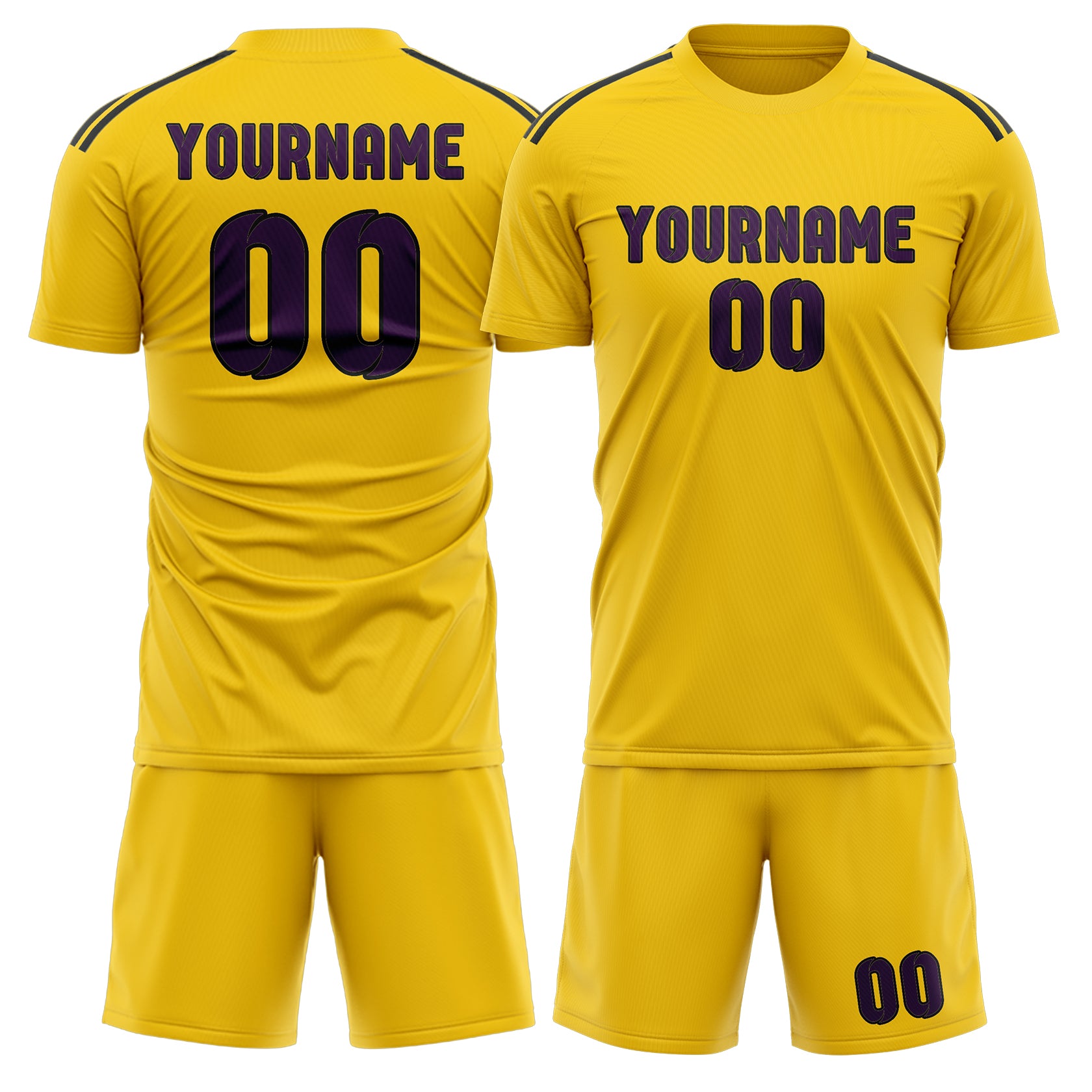 Maßgeschneidertes Professionelles Gold Lila Fußballtrikot-Set
