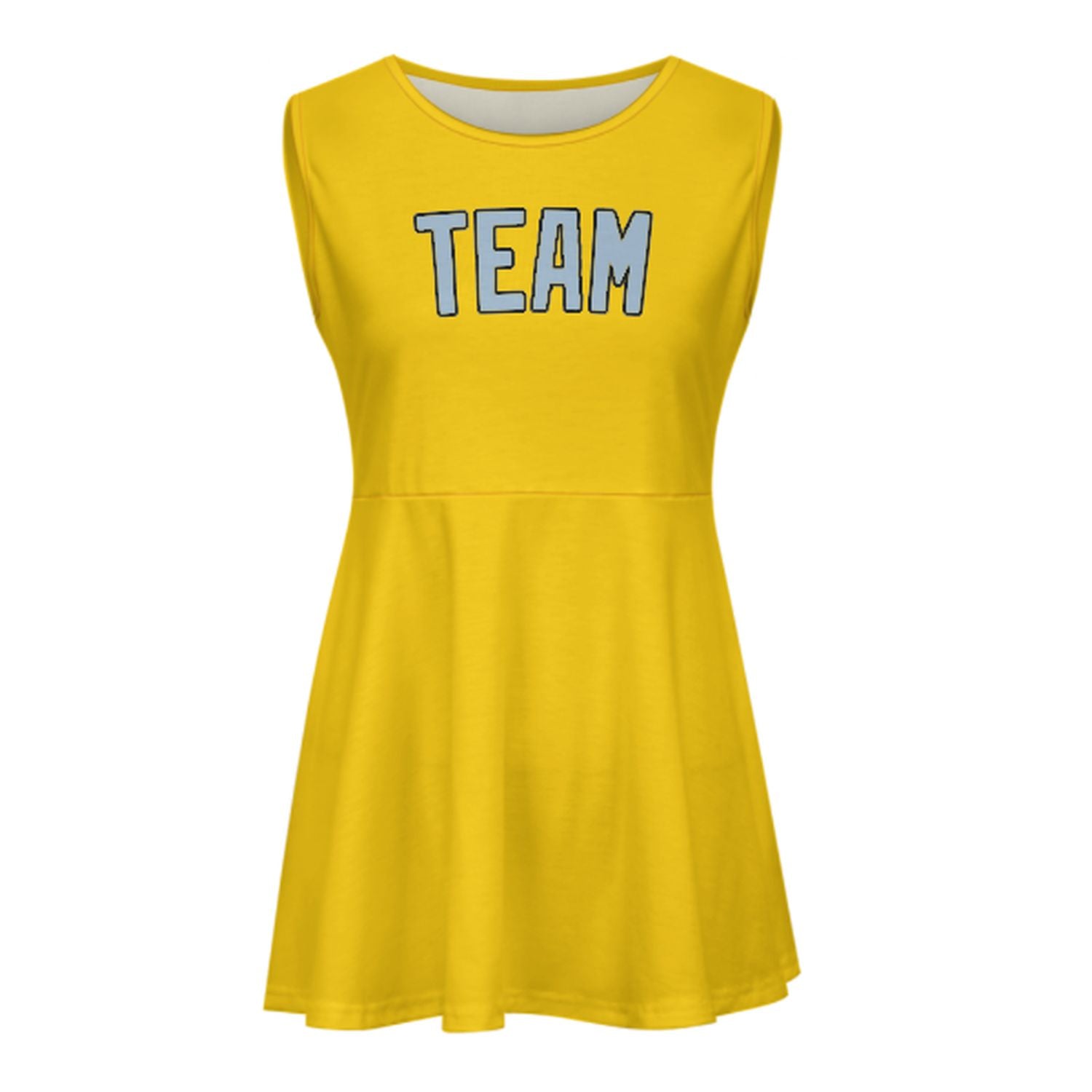 Maßgeschneidertes Gold Hellblau Cheerleader-Kleid