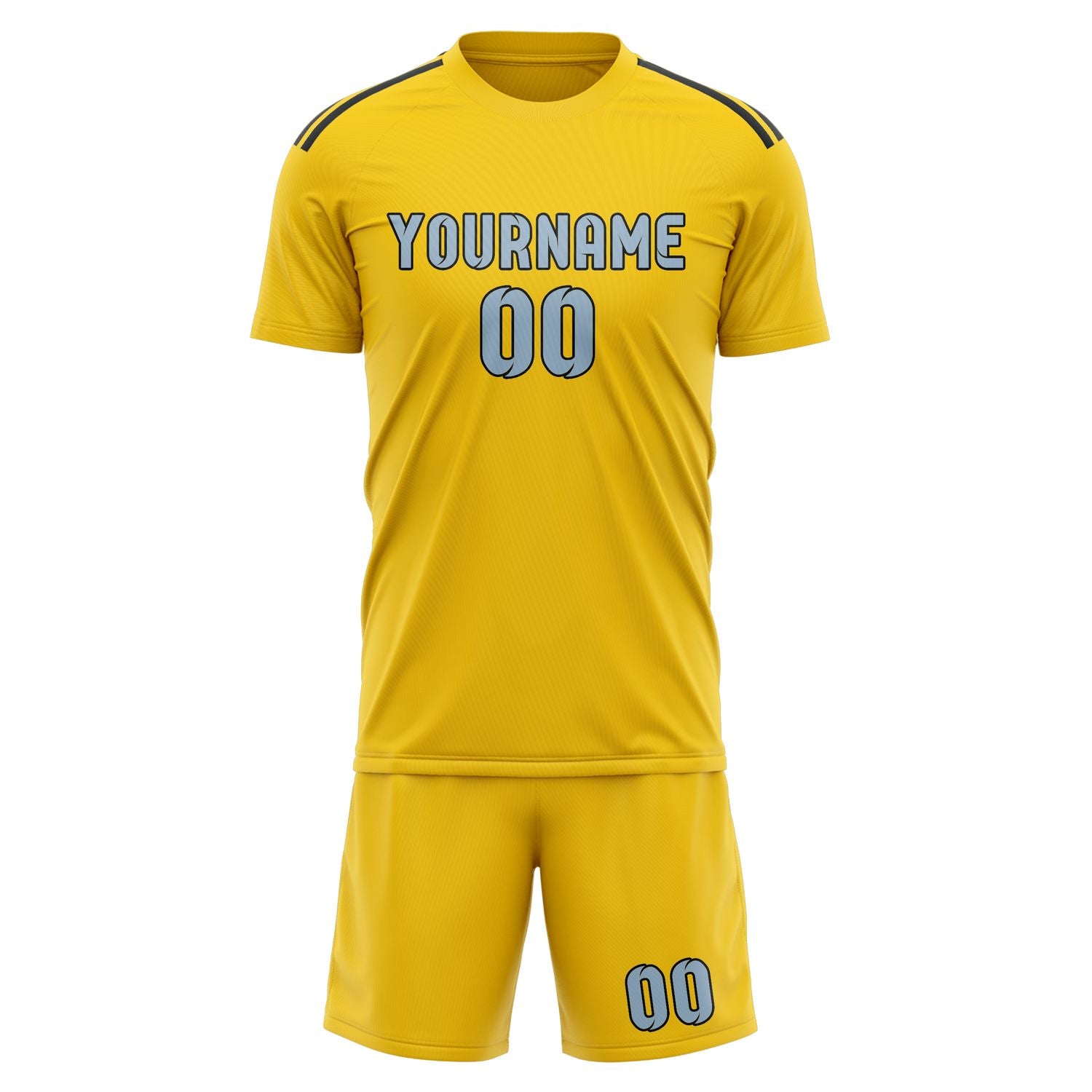 Maßgeschneidertes Professionelles Gold Hellblau Fußballtrikot-Set