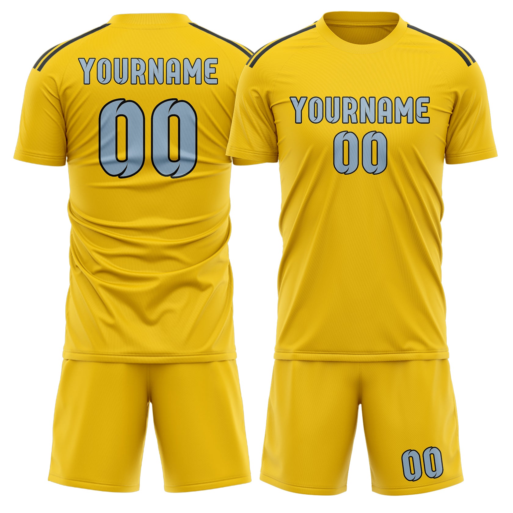 Maßgeschneidertes Professionelles Gold Hellblau Fußballtrikot-Set