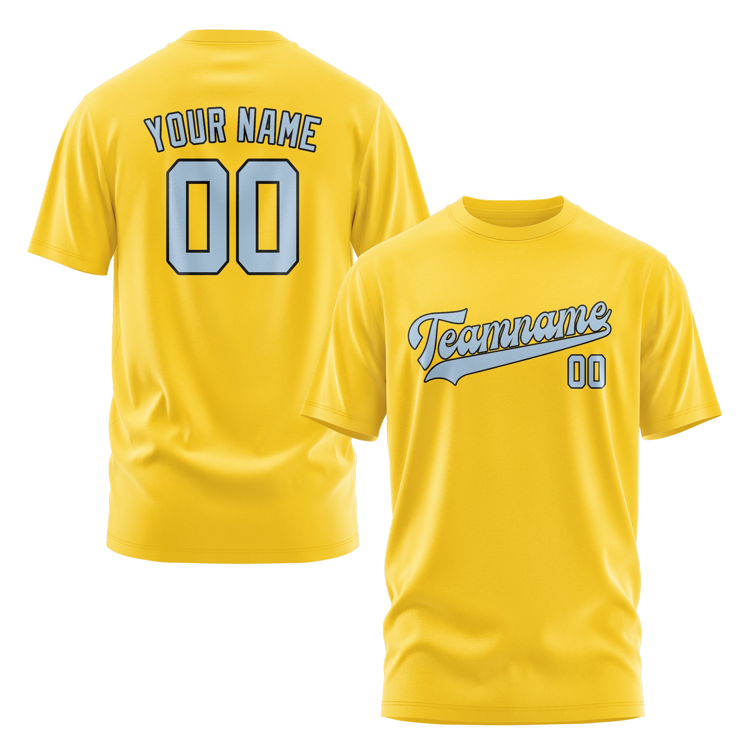 Maßgeschneidertes Gold Hellblau T-Shirt