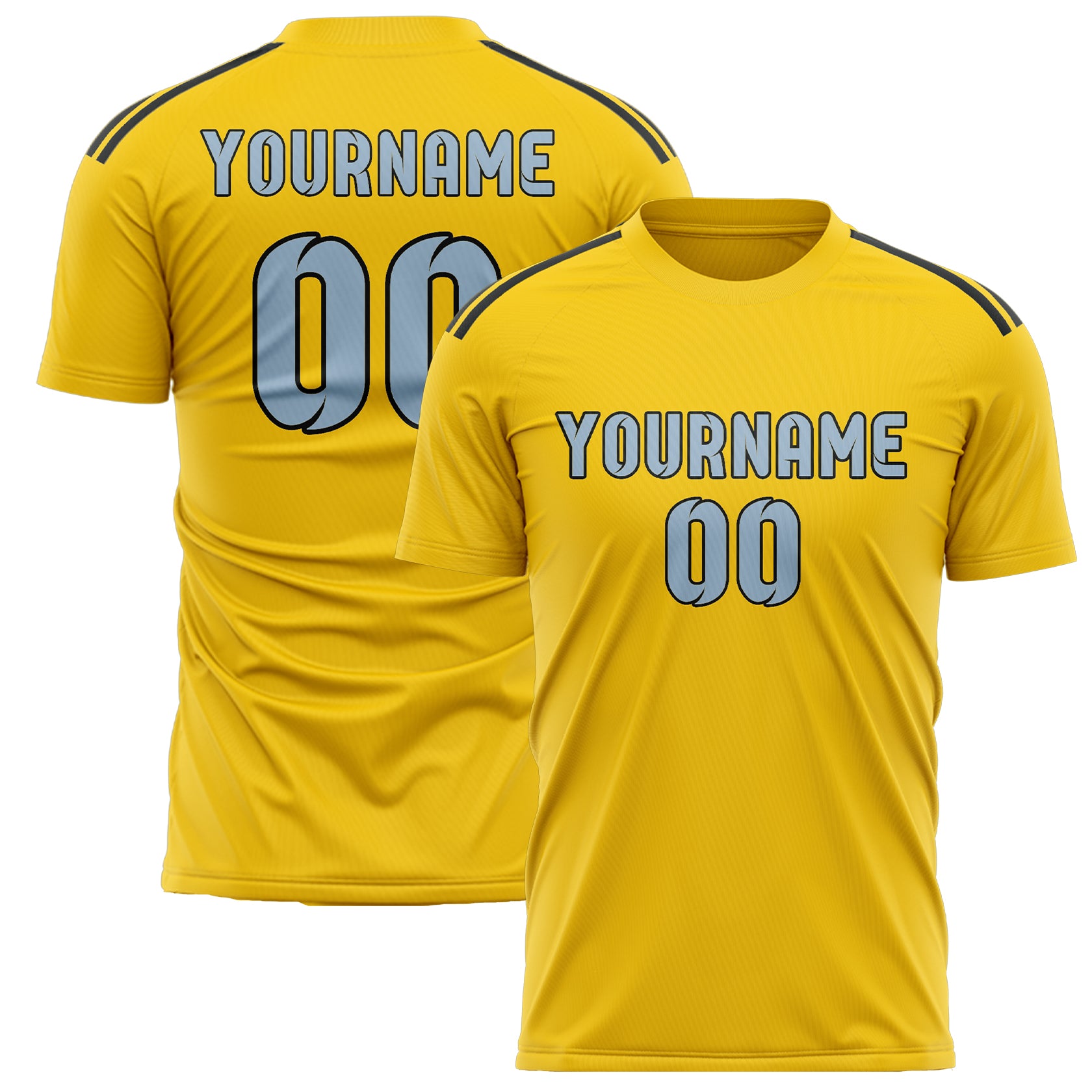 Benutzerdefiniertes Professionelles Gold Hellblau Fußballtrikot