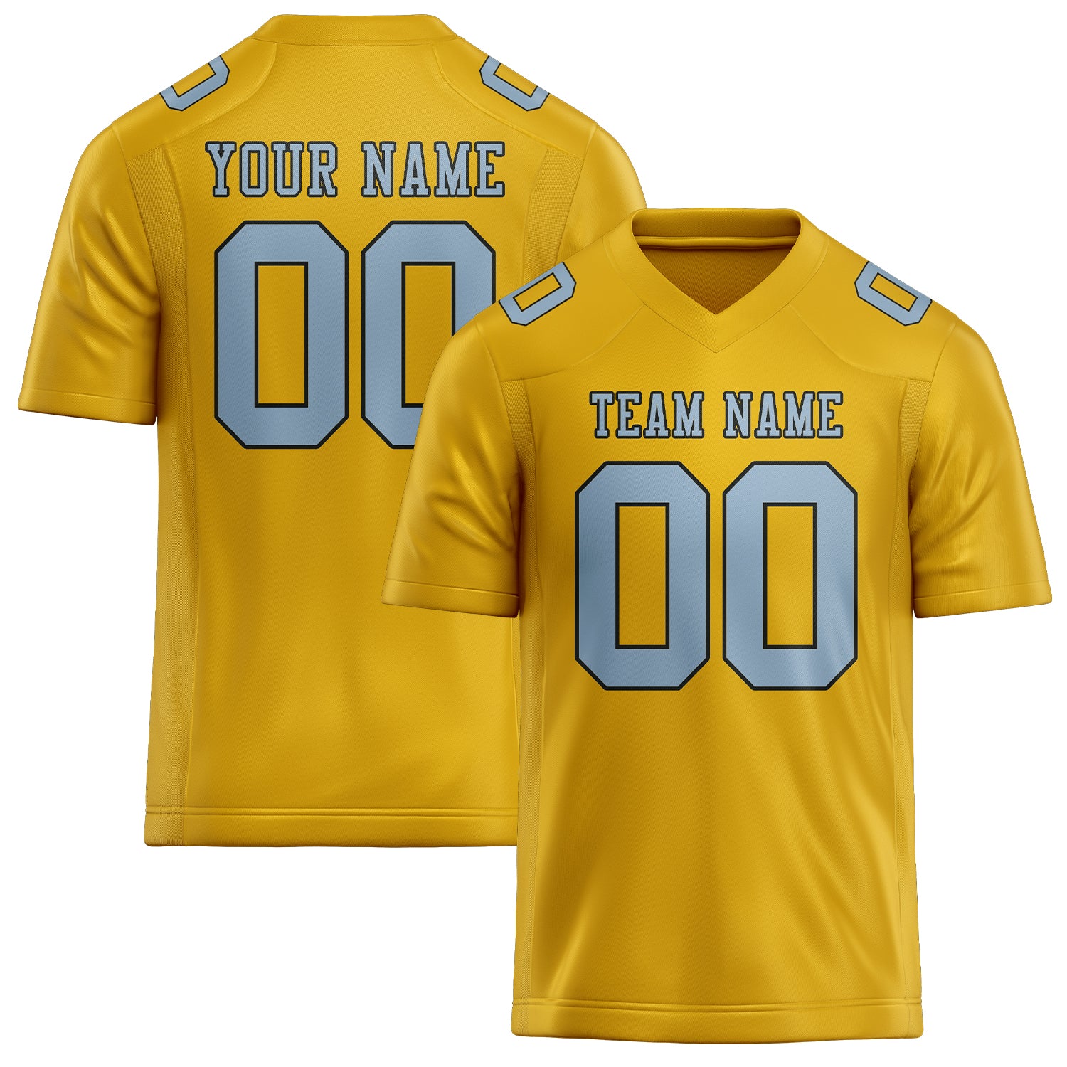 Maßgeschneidertes Professionelles Gold Hellblau Rugbytrikot