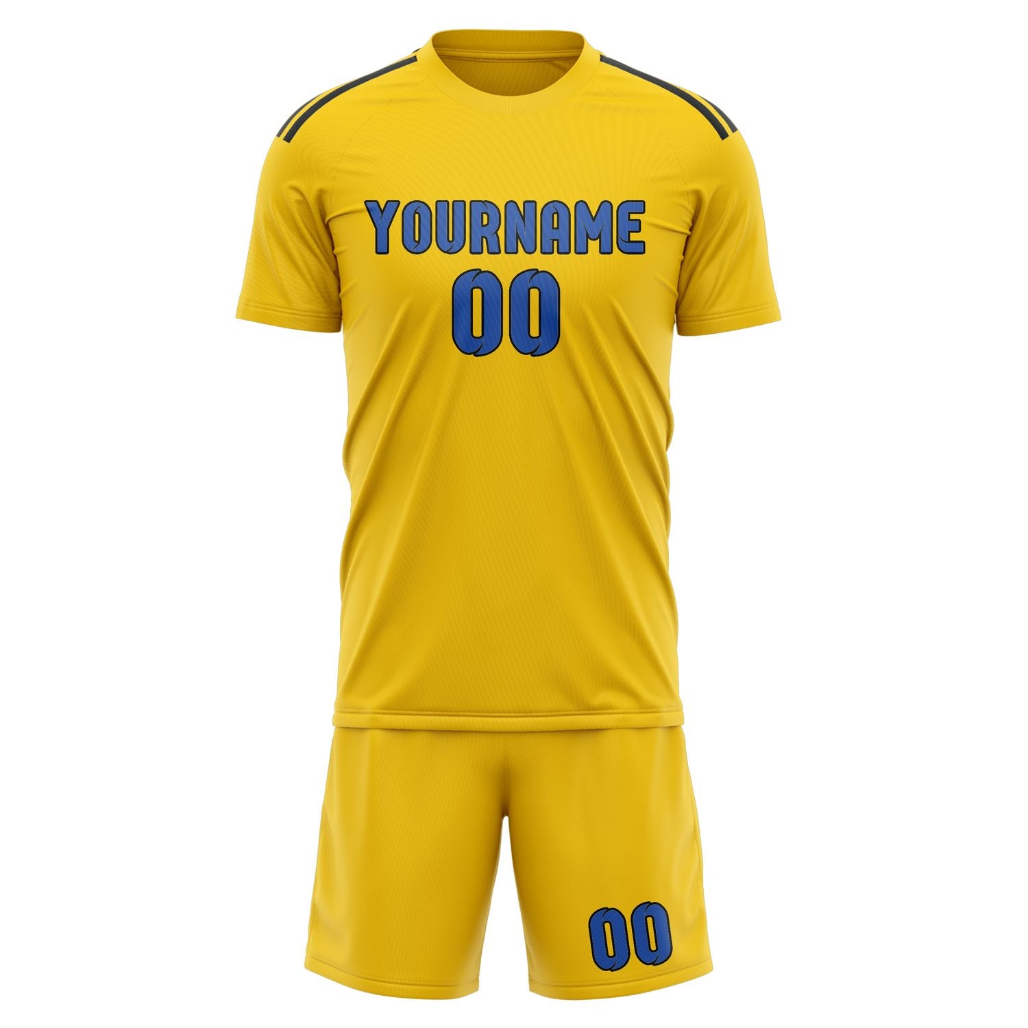 Maßgeschneidertes Professionelles Gold Himmelblau Fußballtrikot-Set