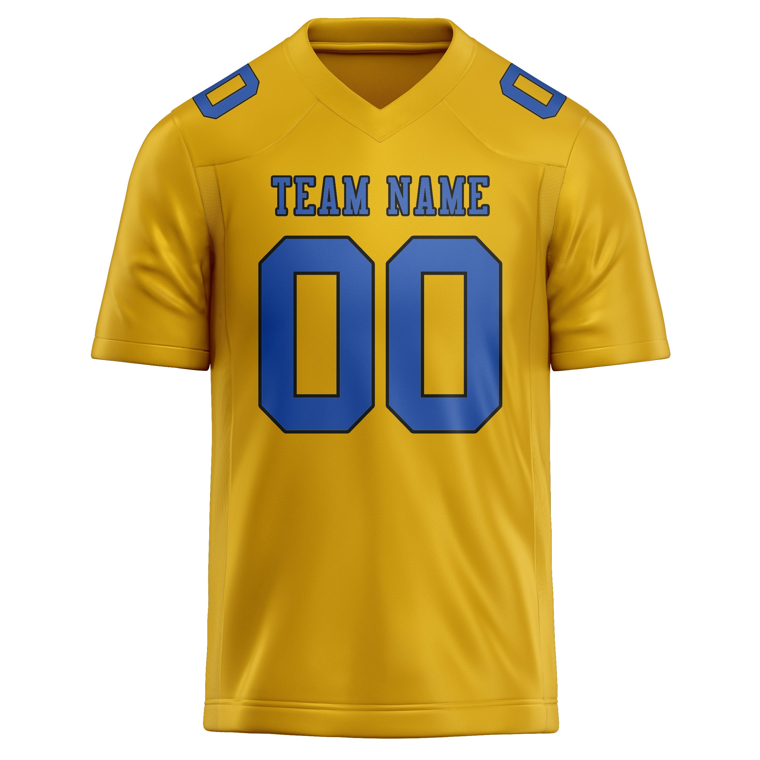 Maßgeschneidertes Professionelles Gold Himmelblau Rugbytrikot