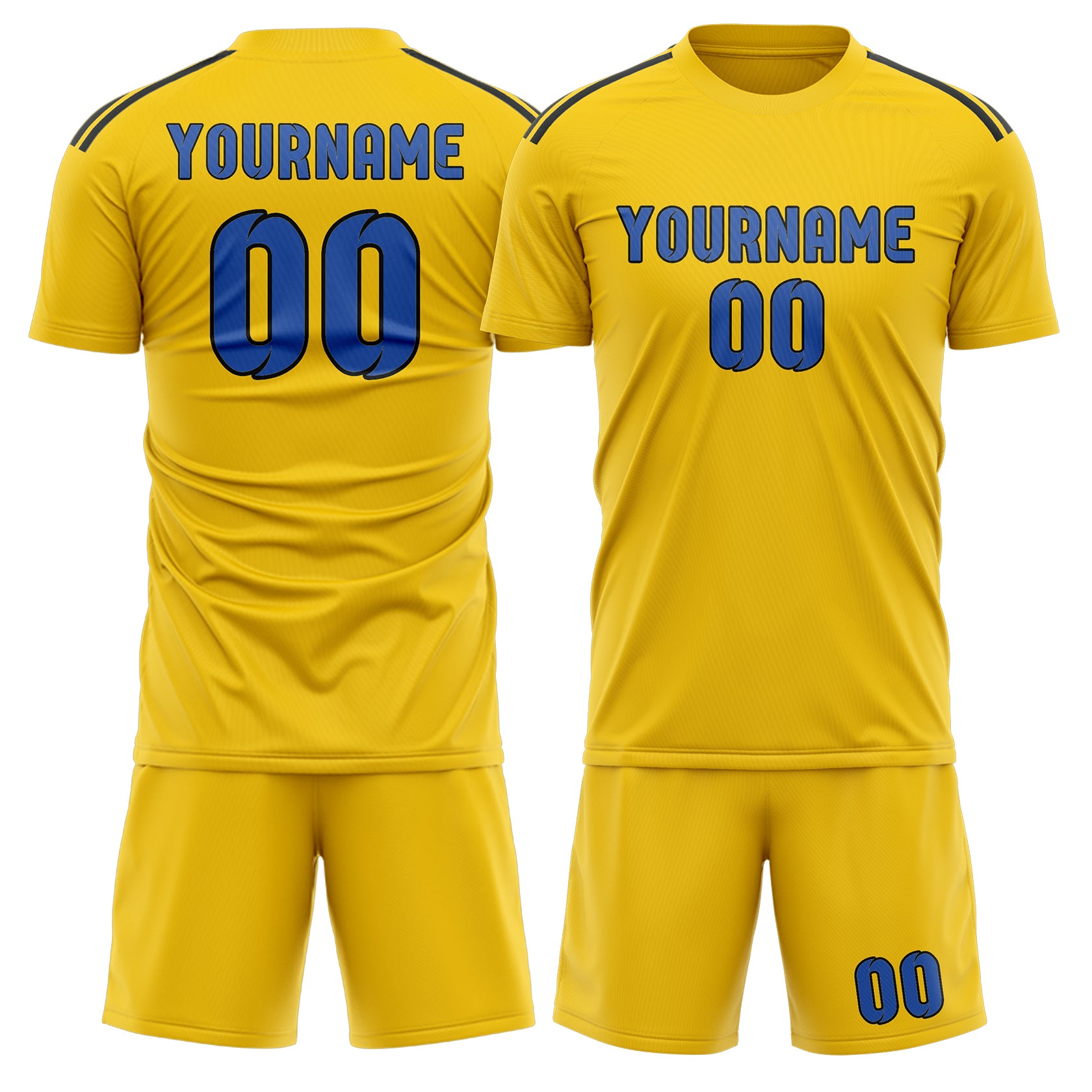 Maßgeschneidertes Professionelles Gold Himmelblau Fußballtrikot-Set