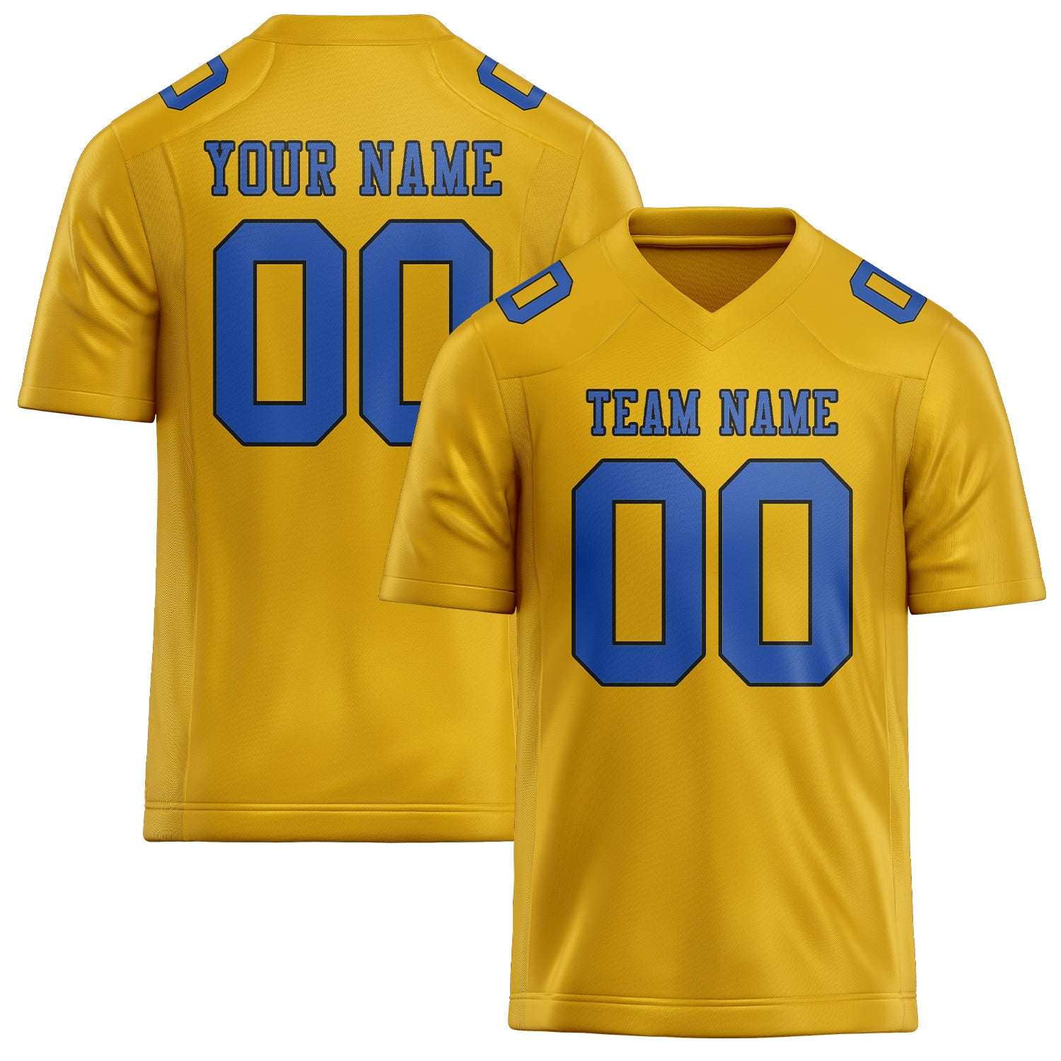 Maßgeschneidertes Professionelles Gold Himmelblau Rugbytrikot