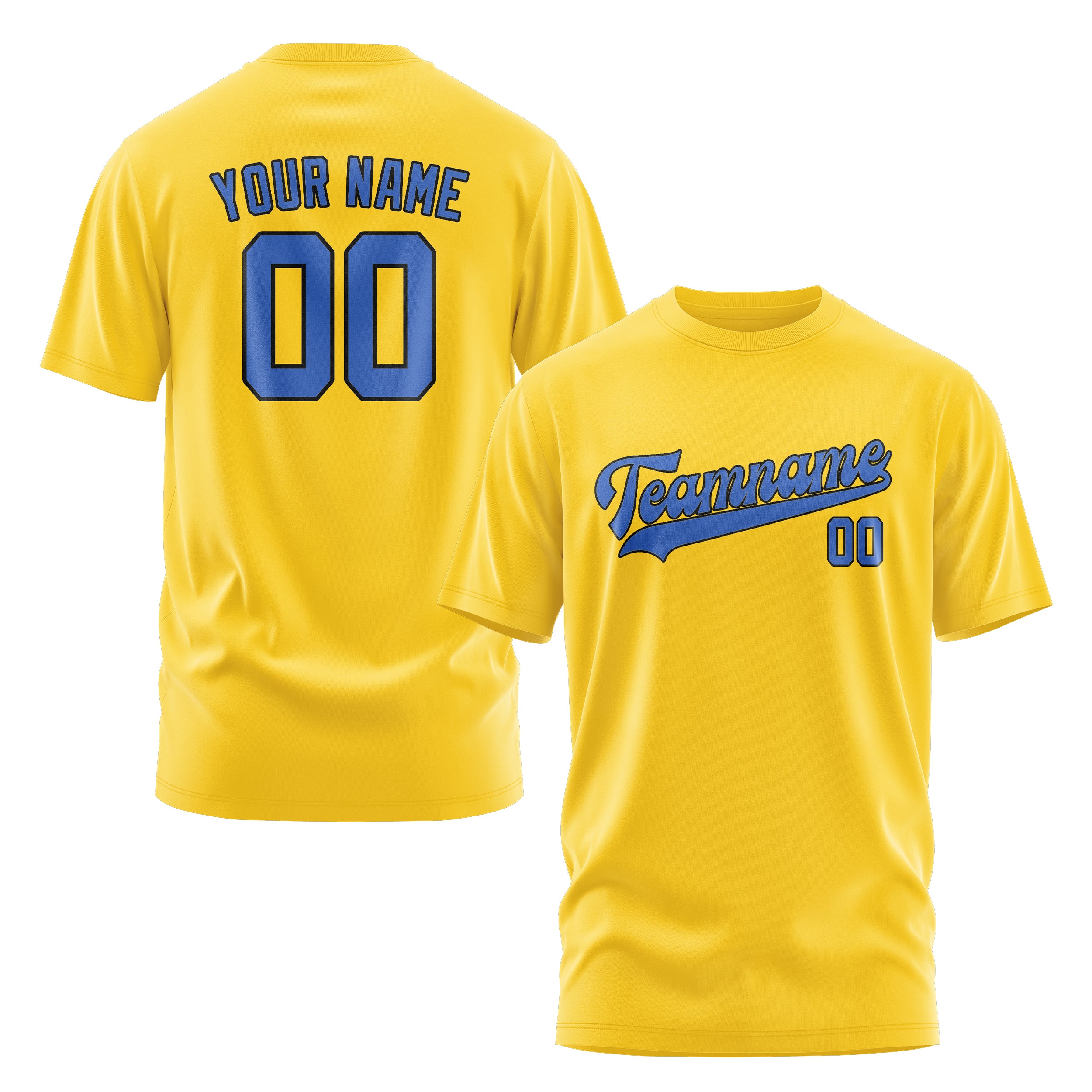 Maßgeschneidertes Gold Himmelblau T-Shirt