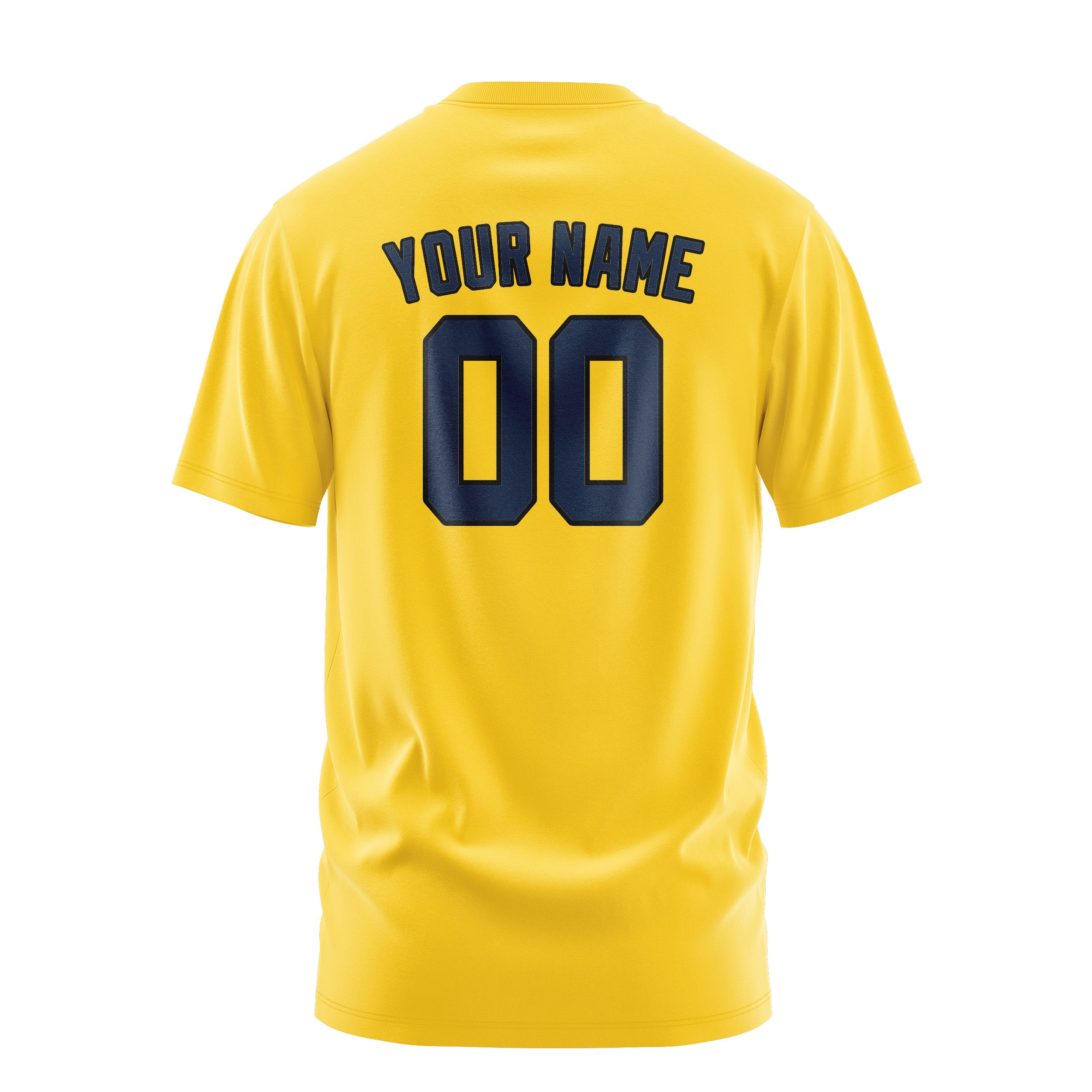 Maßgeschneidertes Gold Marineblau T-Shirt