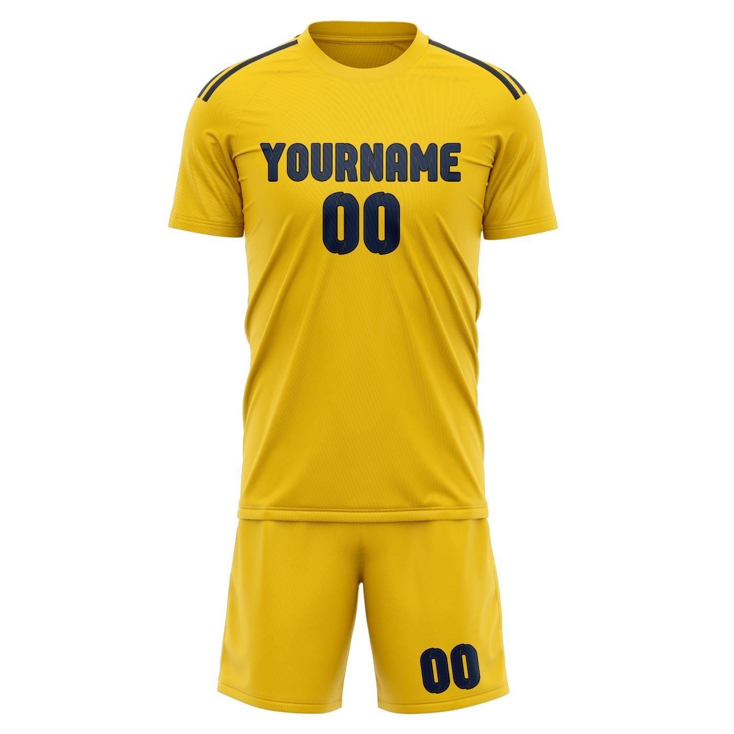 Ensemble de maillot de football professionnel personnalisé bleu marine doré