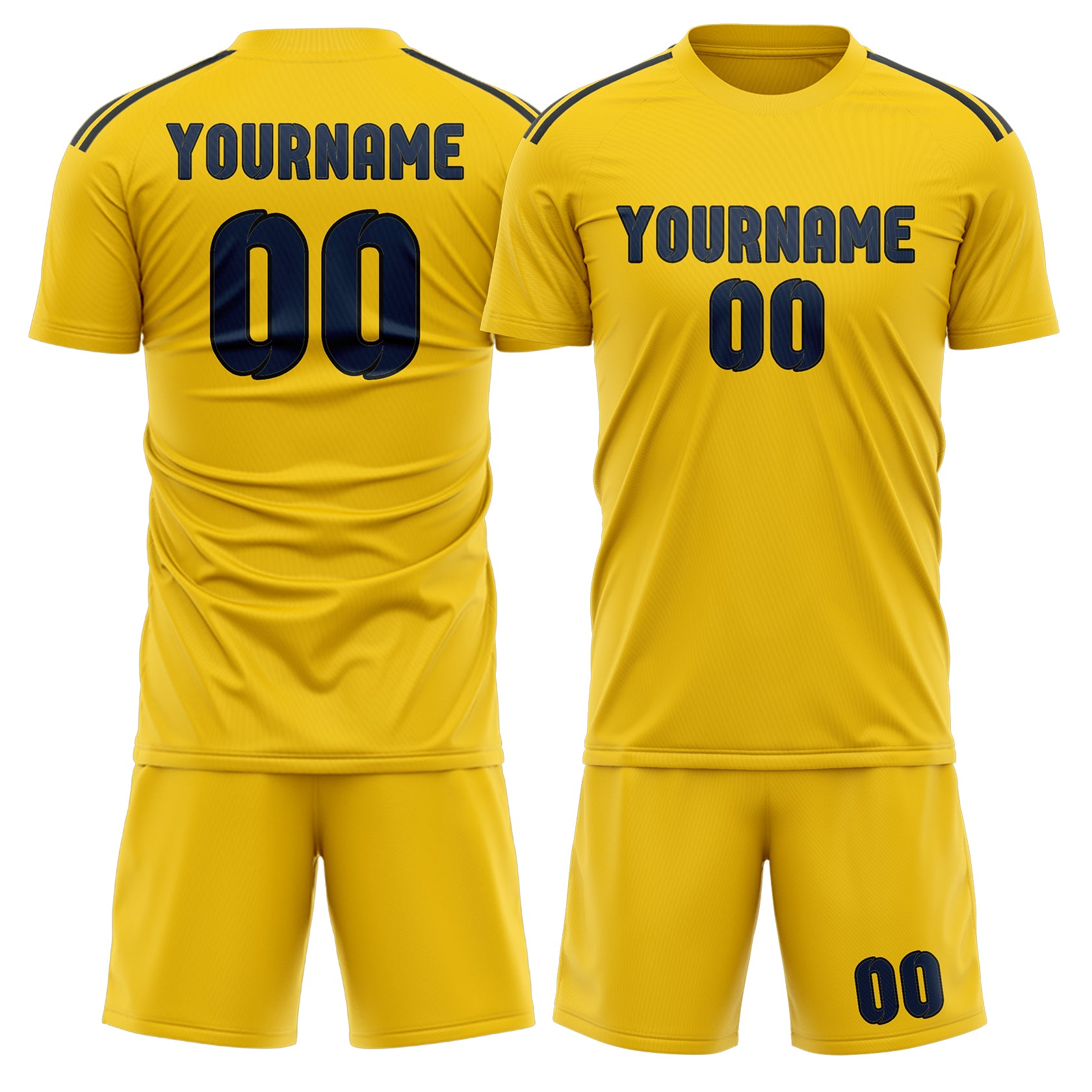 Ensemble de maillot de football professionnel personnalisé bleu marine doré