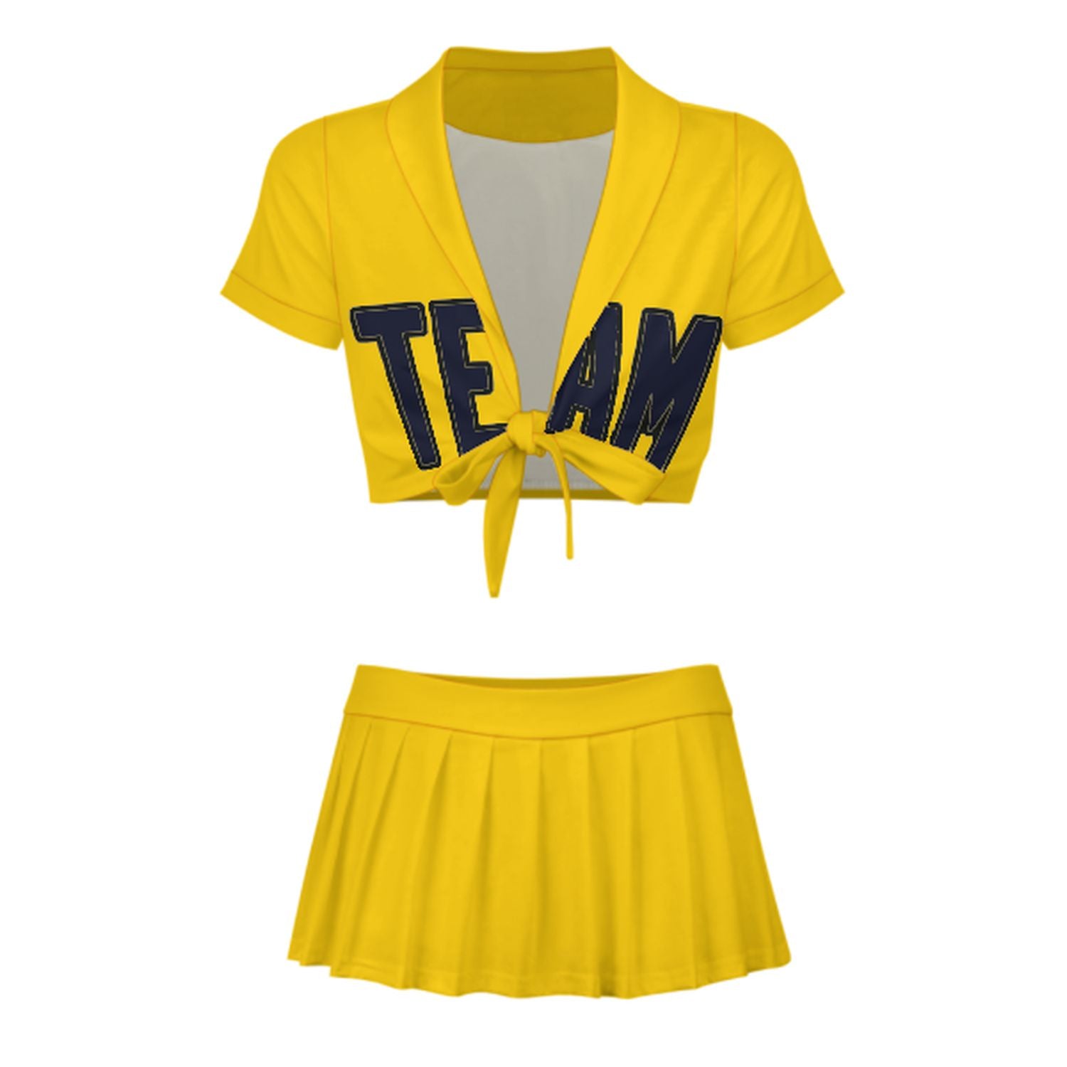 Maßgeschneidertes Gold Stahlblau Cheerleader Outfit Set