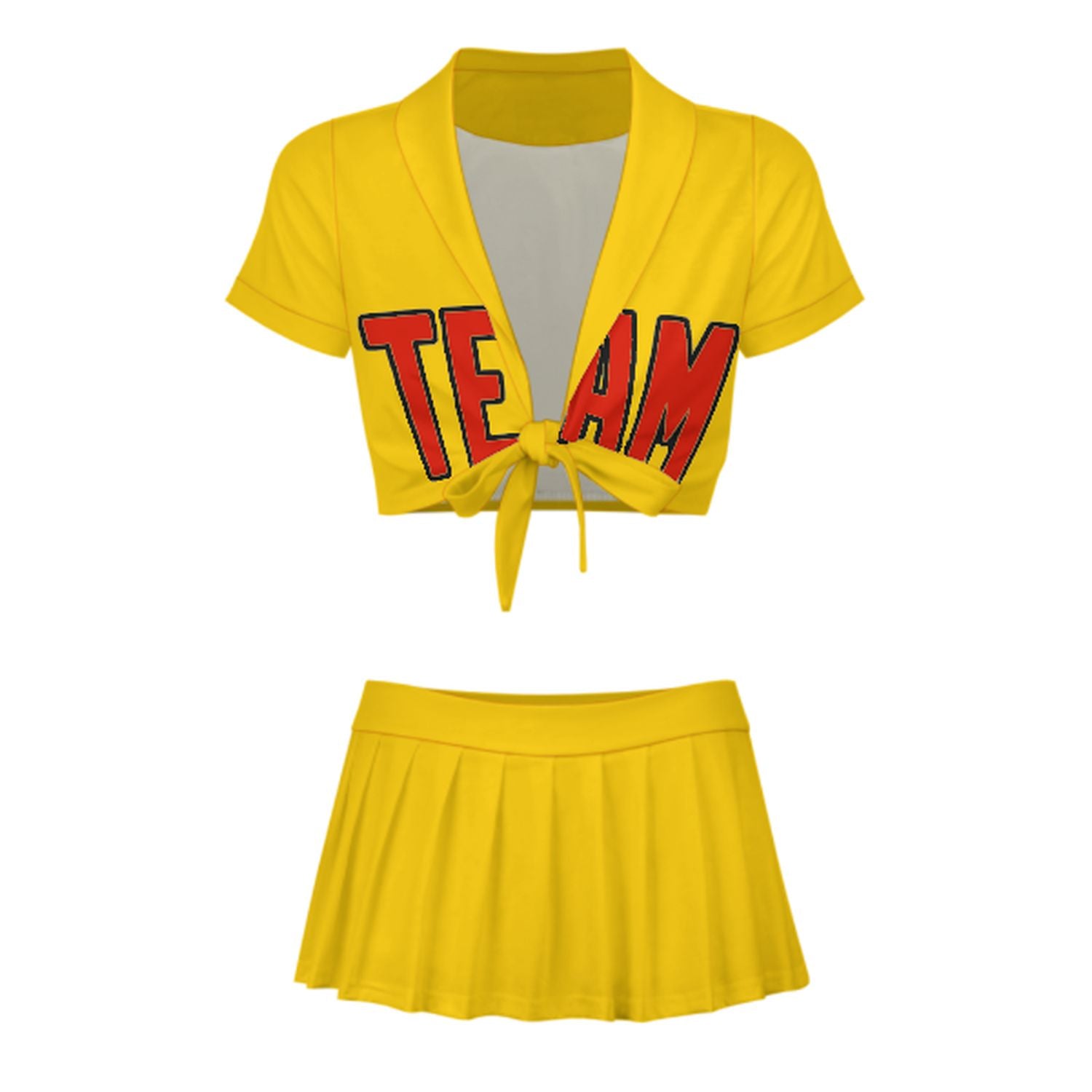 Maßgeschneidertes Gold Orangerot Cheerleader Outfit Set