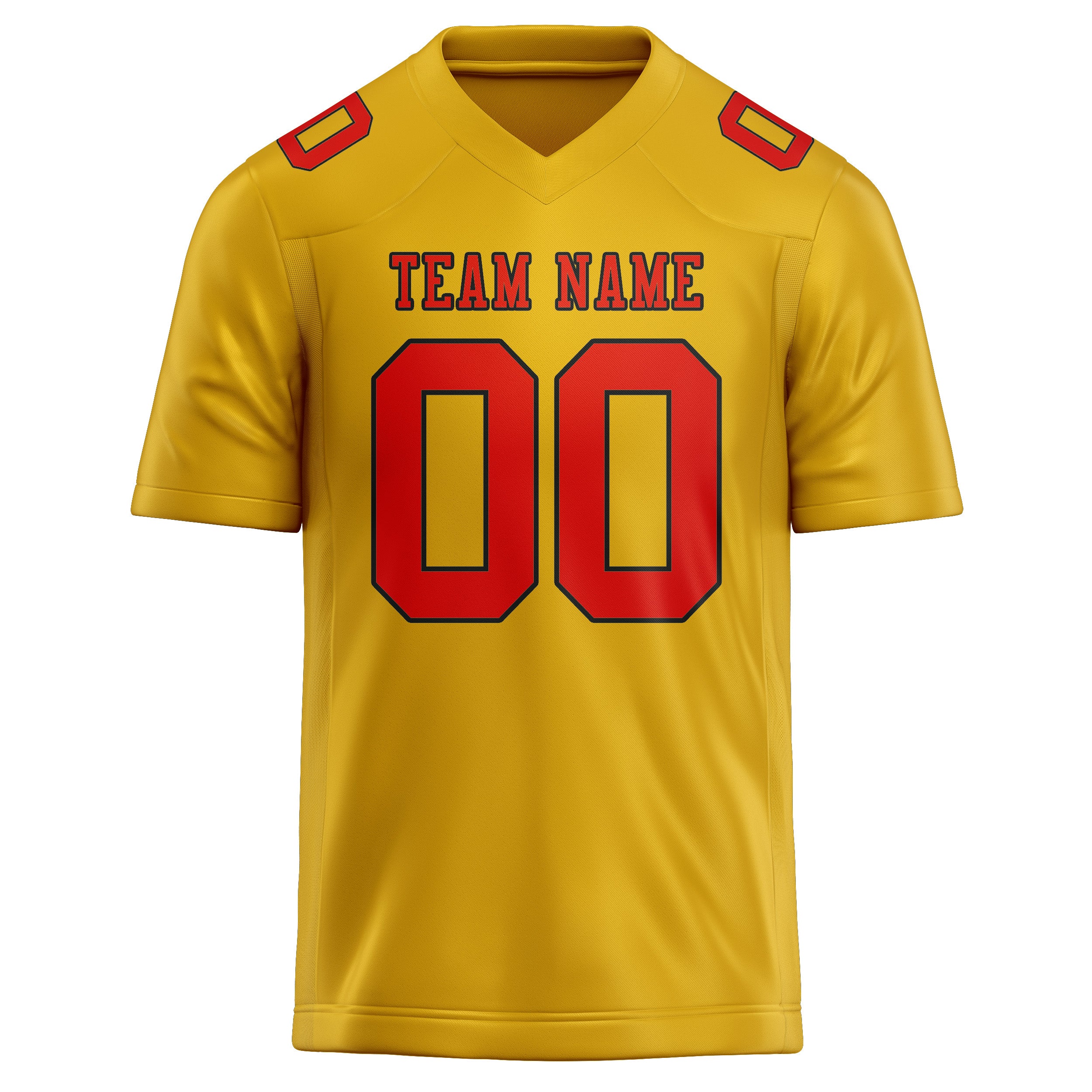 Maßgeschneidertes Professionelles Gold Orangerot Rugbytrikot