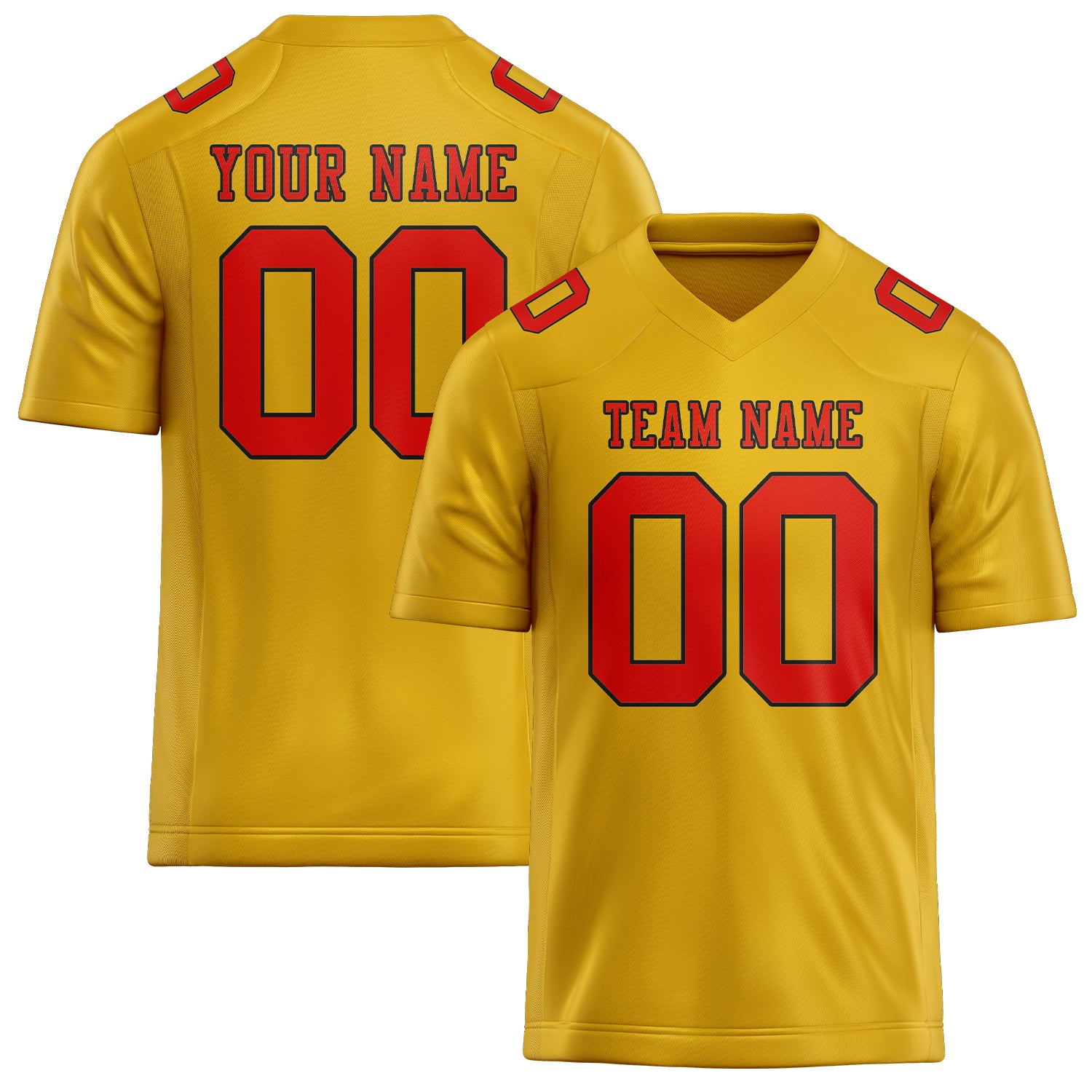 Maßgeschneidertes Professionelles Gold Orangerot Rugbytrikot