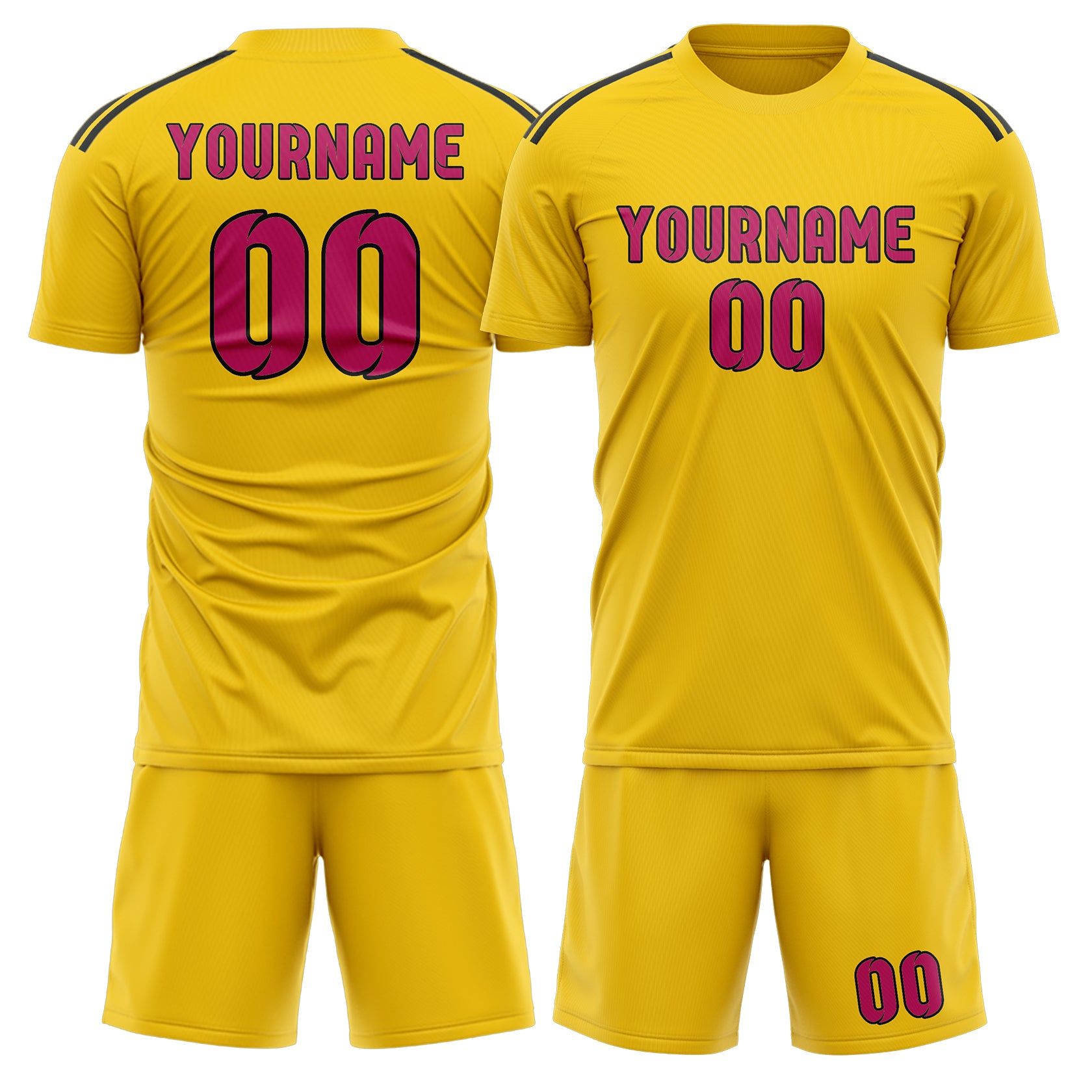 Maßgeschneidertes Professionelles Gold Rosarot Fußballtrikot-Set