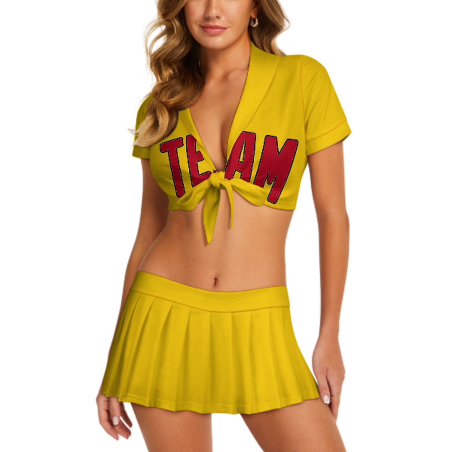 Maßgeschneidertes Gold Rot Cheerleader Outfit Set