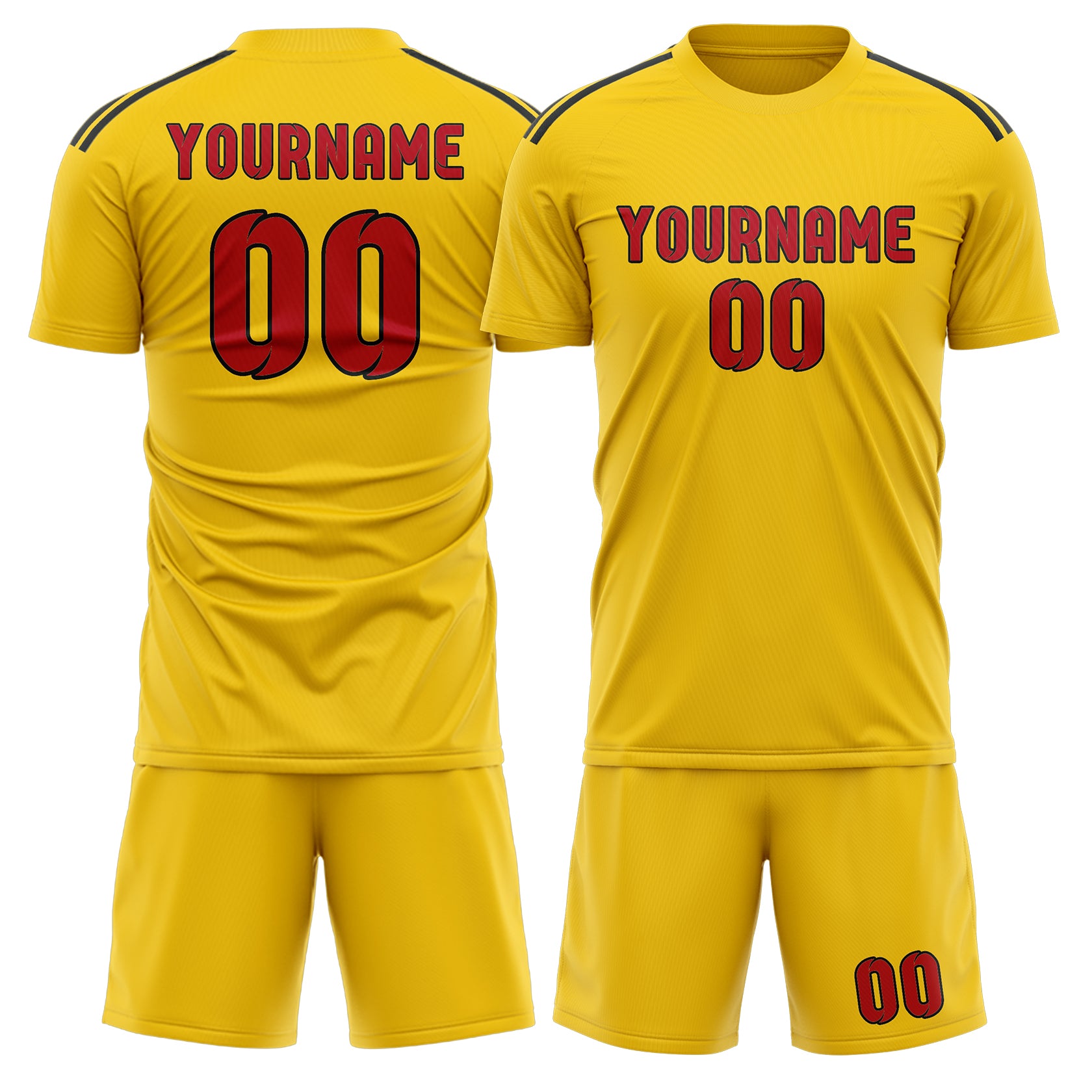 Maßgeschneidertes Professionelles Gold Rot Fußballtrikot-Set