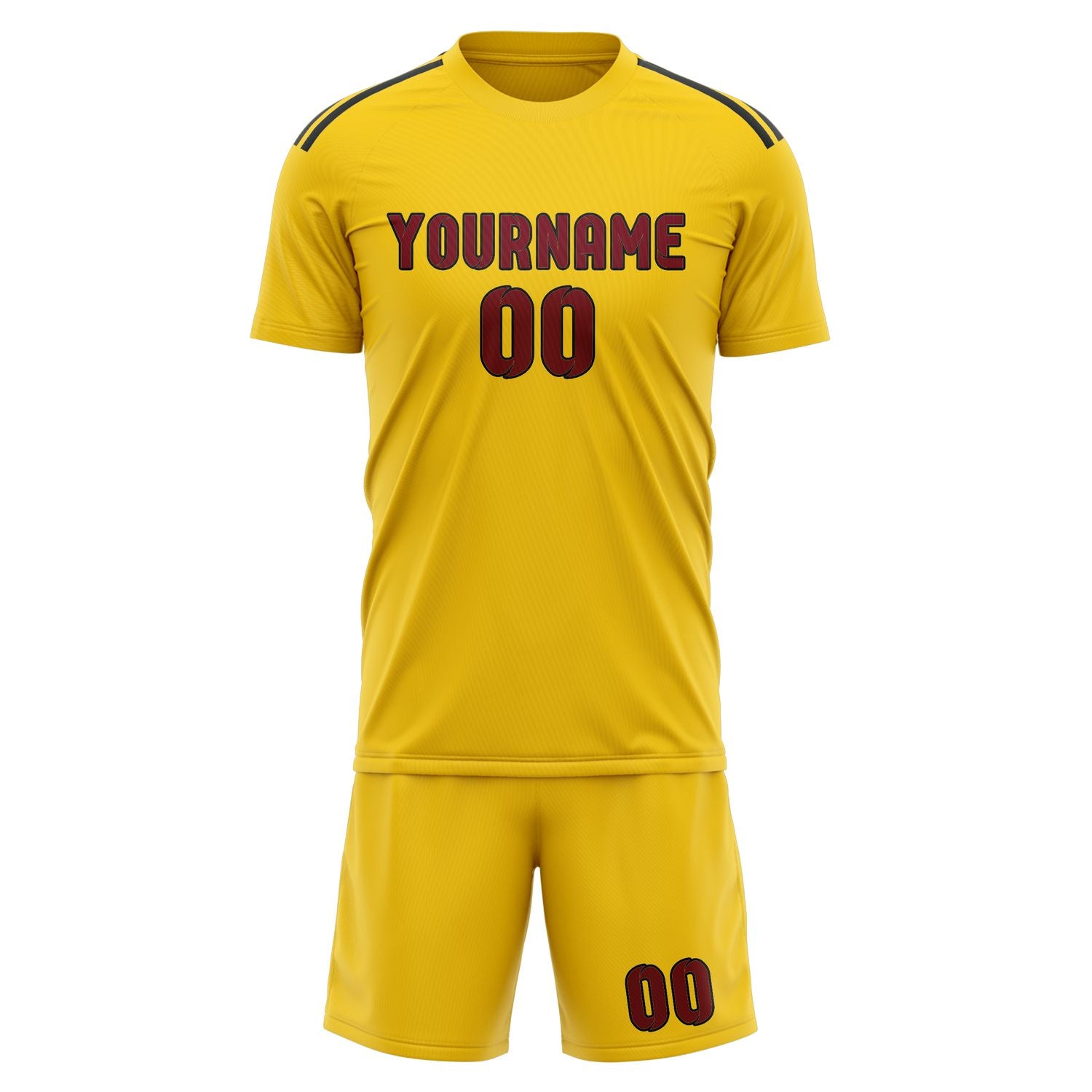Maßgeschneidertes Professionelles Gold Karmesinrot Fußballtrikot-Set