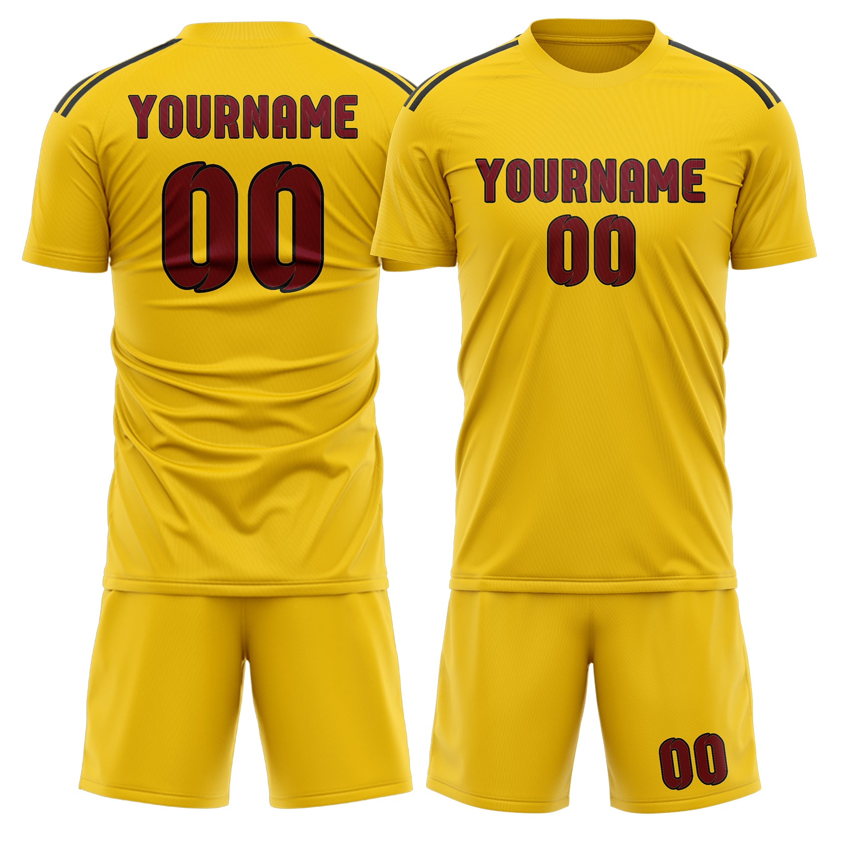 Maßgeschneidertes Professionelles Gold Karmesinrot Fußballtrikot-Set