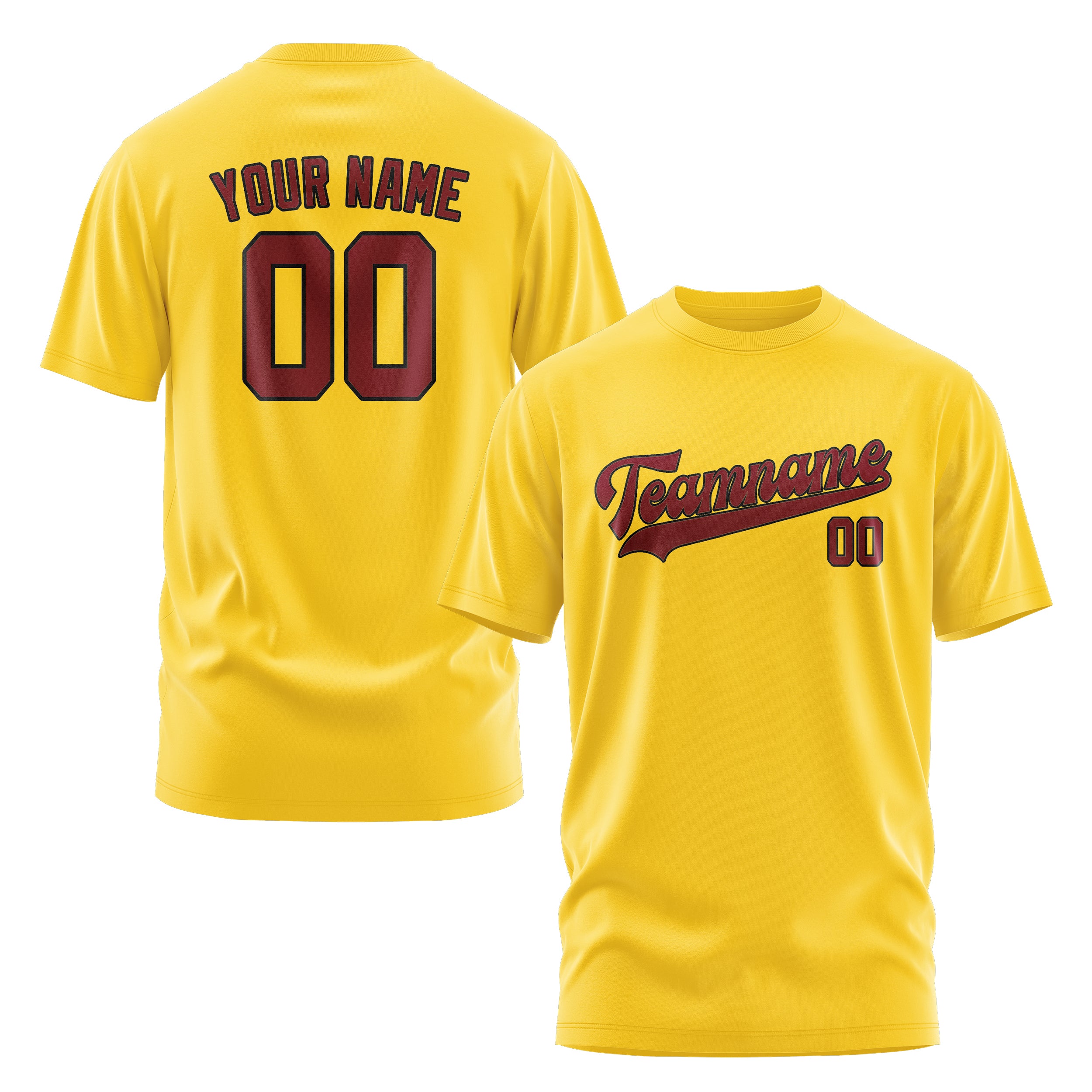 Maßgeschneidertes Gold Karmesinrot T-Shirt