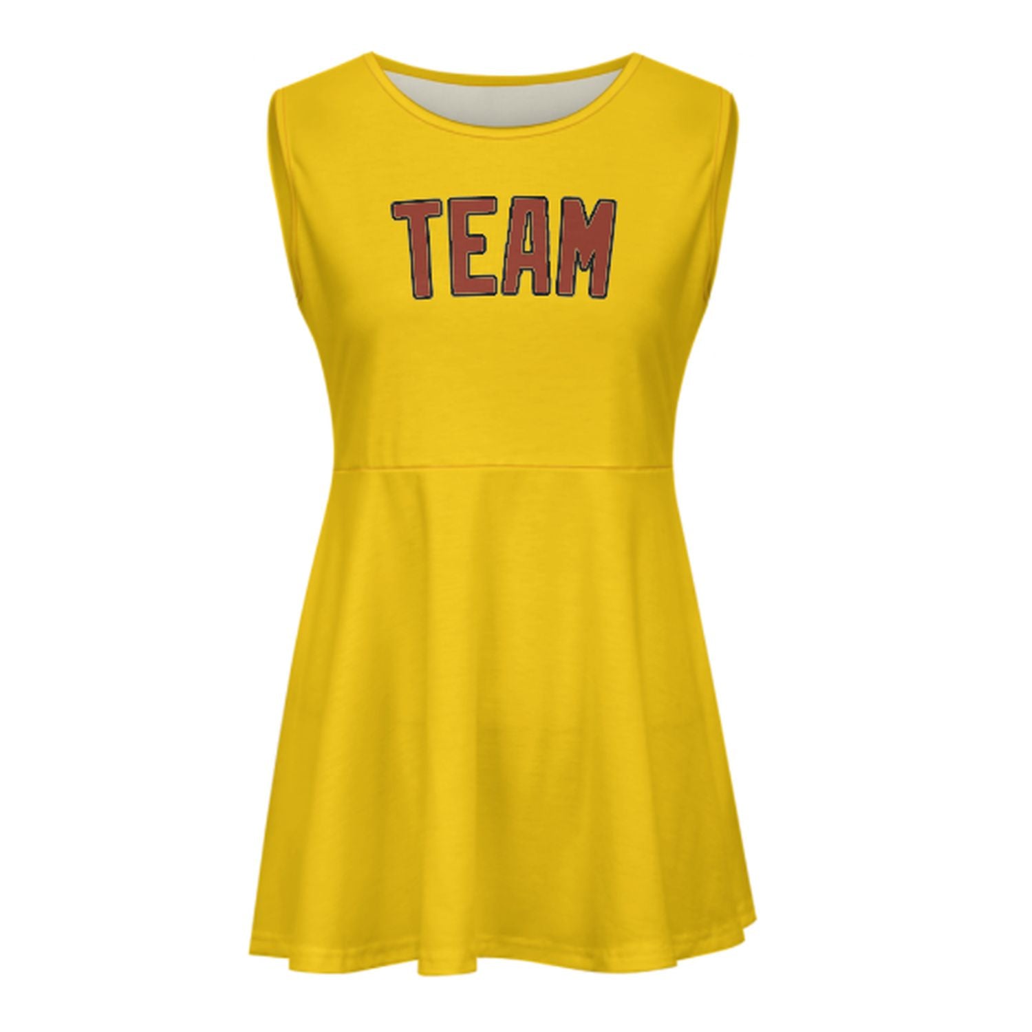 Maßgeschneidertes Gold Korallenrot Cheerleader-Kleid