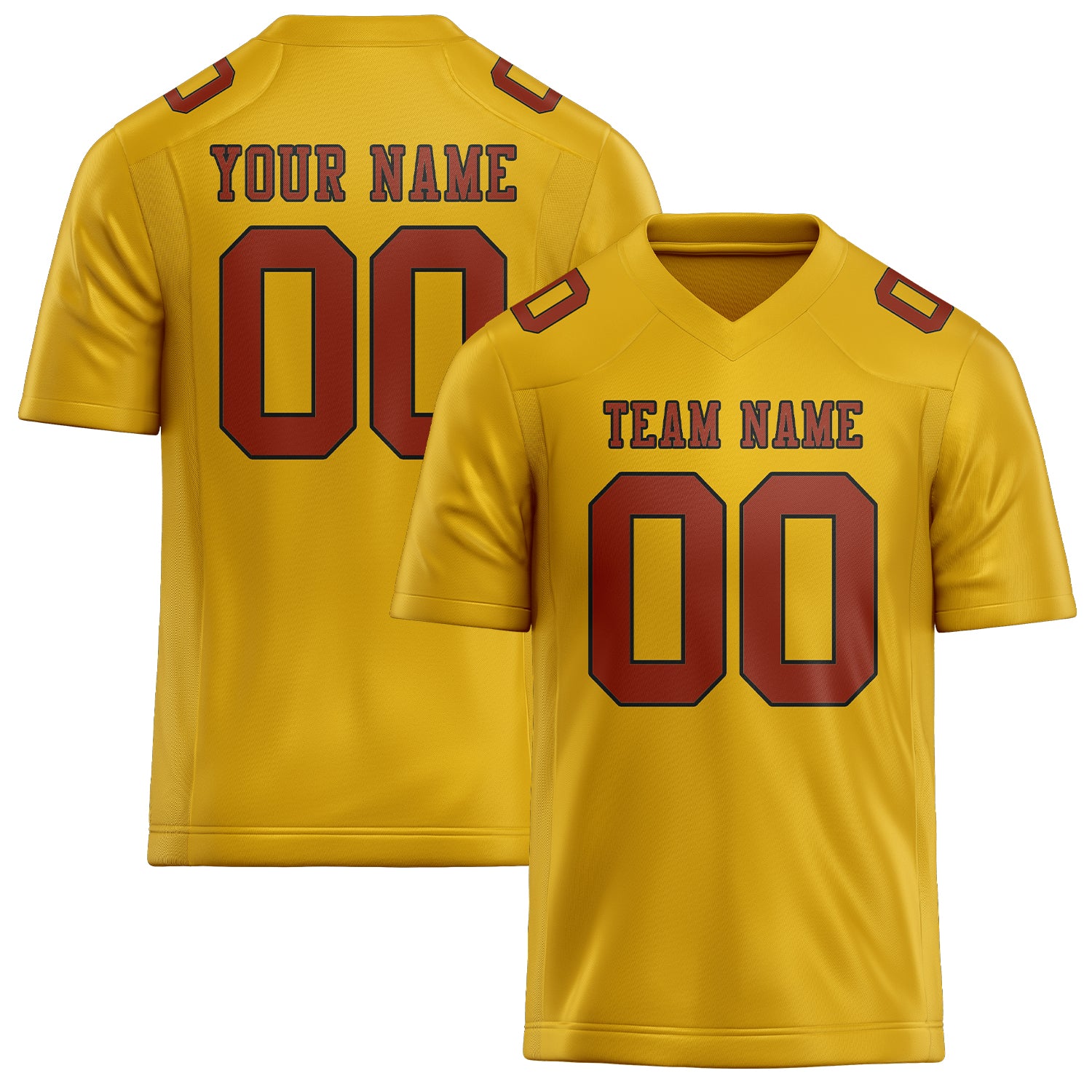 Maßgeschneidertes Professionelles Gold Korallenrot Rugbytrikot