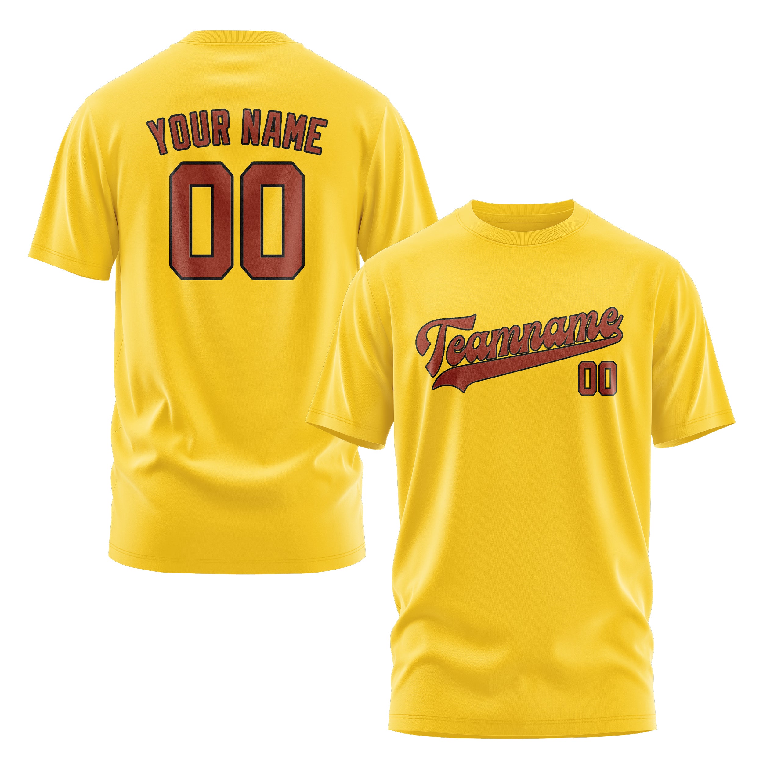 Maßgeschneidertes Gold Korallenrot T-Shirt