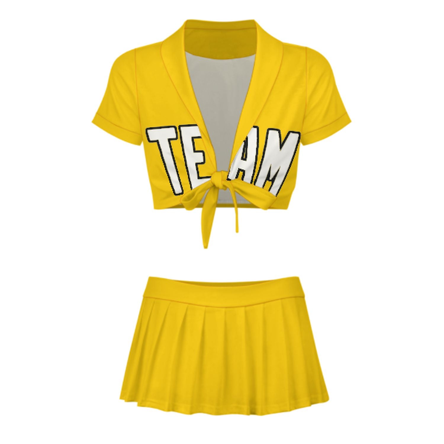 Maßgeschneidertes Gold Weiß Cheerleader Outfit Set