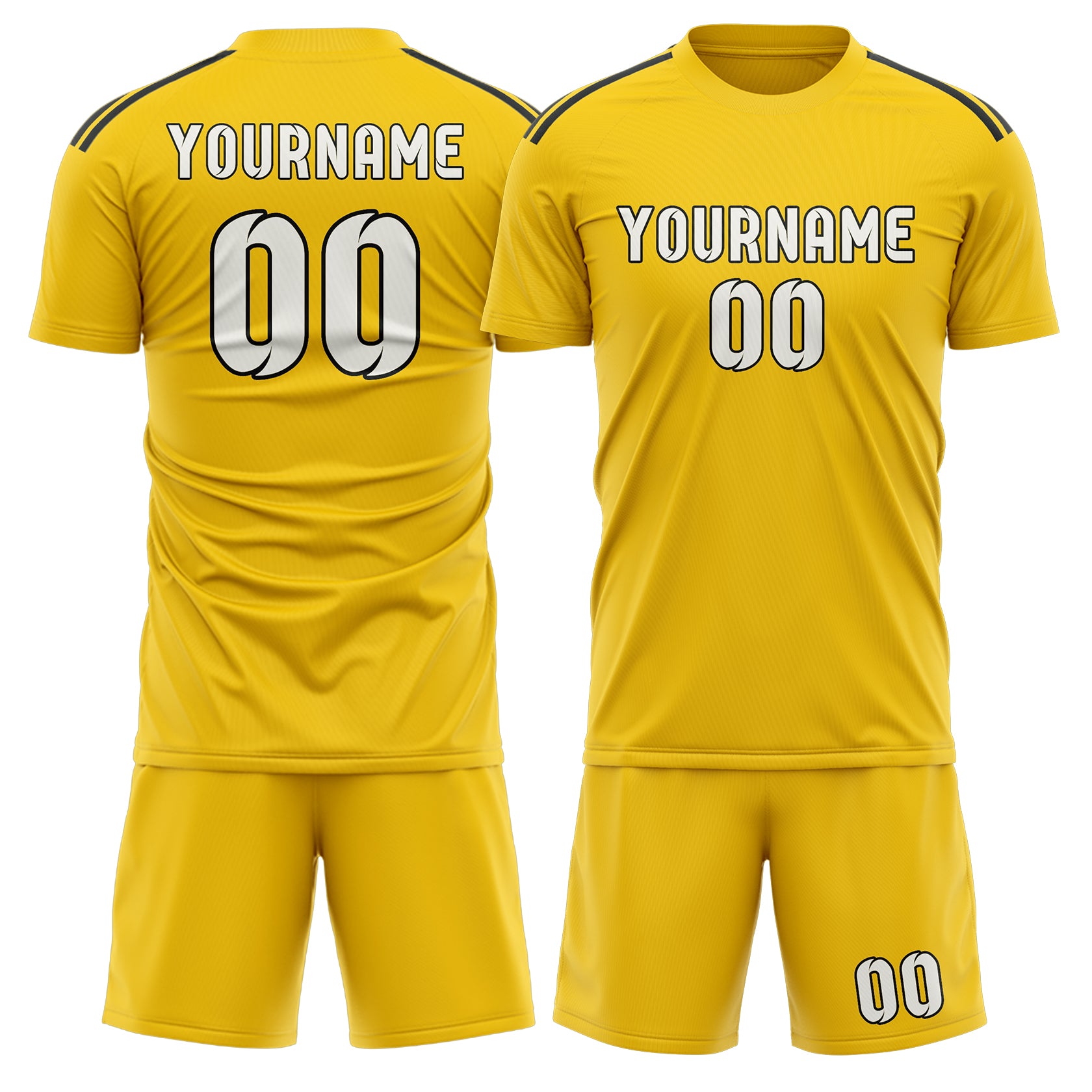 Maßgeschneidertes Professionelles Gold Weiß Fußballtrikot-Set