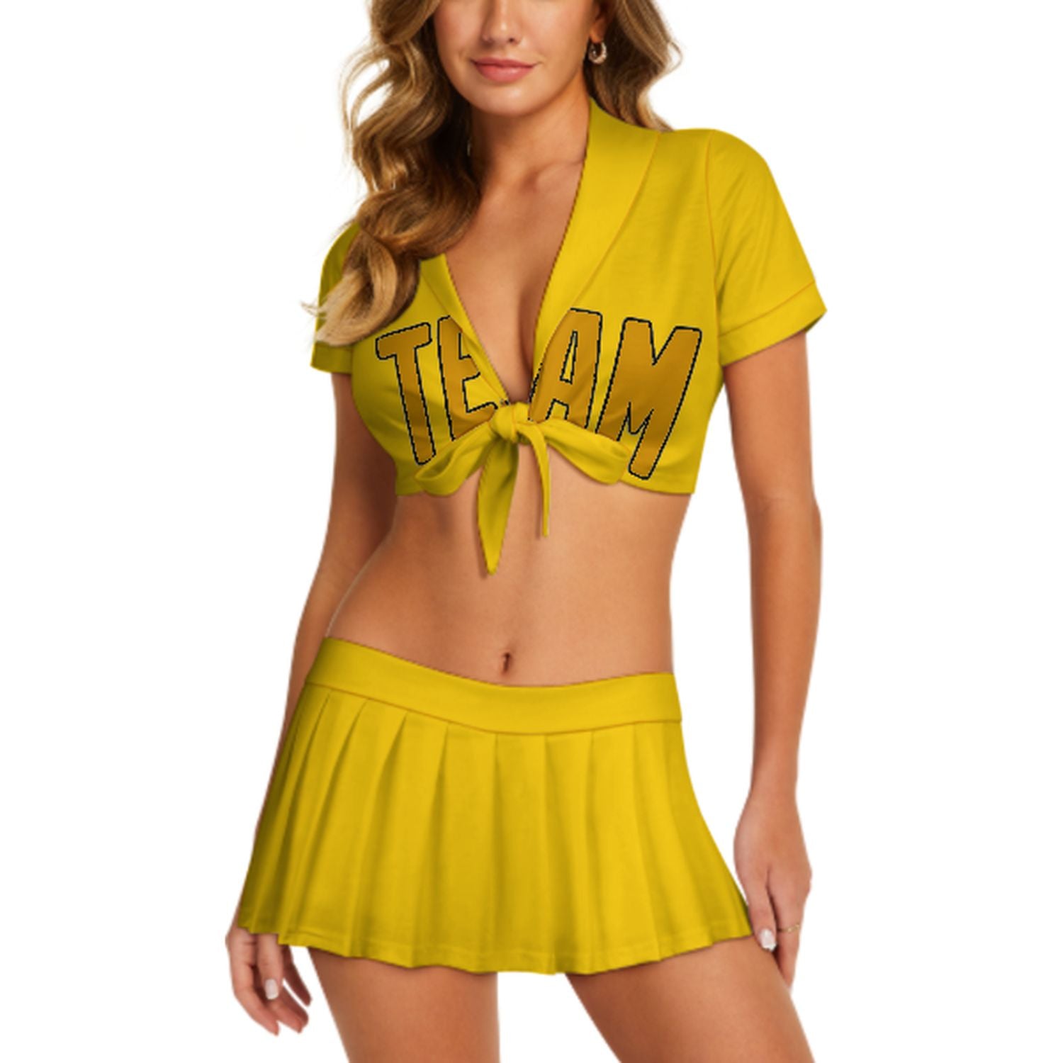 Maßgeschneidertes Gold Gelb Cheerleader Outfit Set
