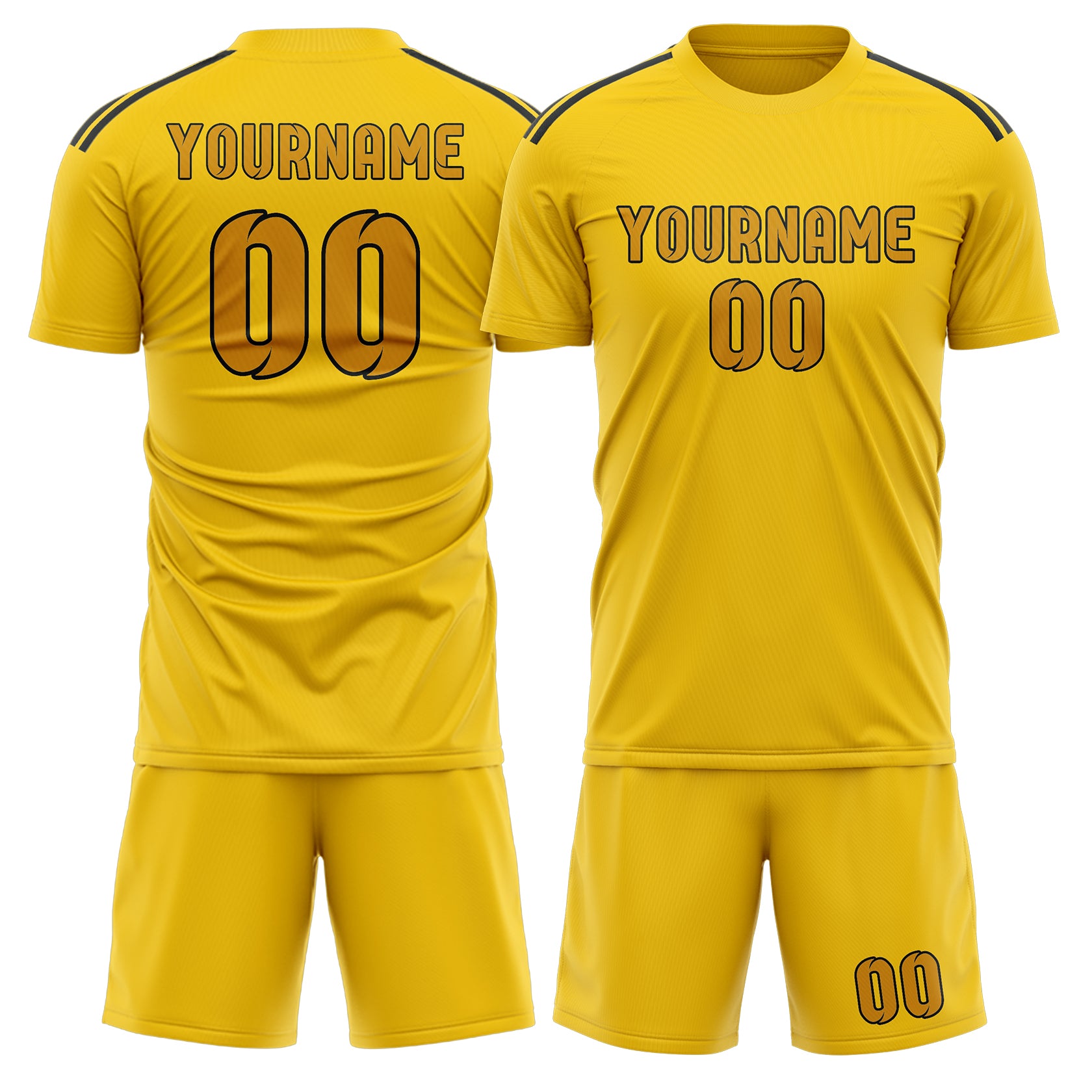Maßgeschneidertes Professionelles Gold Gelb Fußballtrikot-Set
