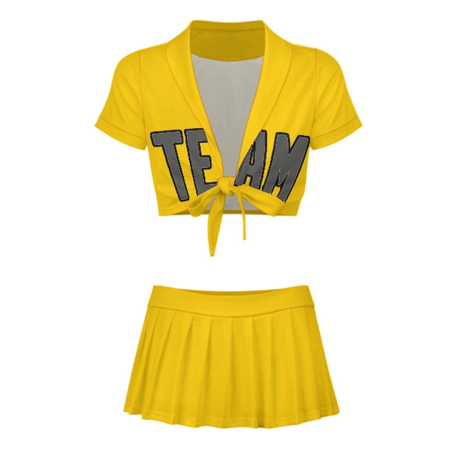 Maßgeschneidertes Gold Dunkelgrau Cheerleader Outfit Set