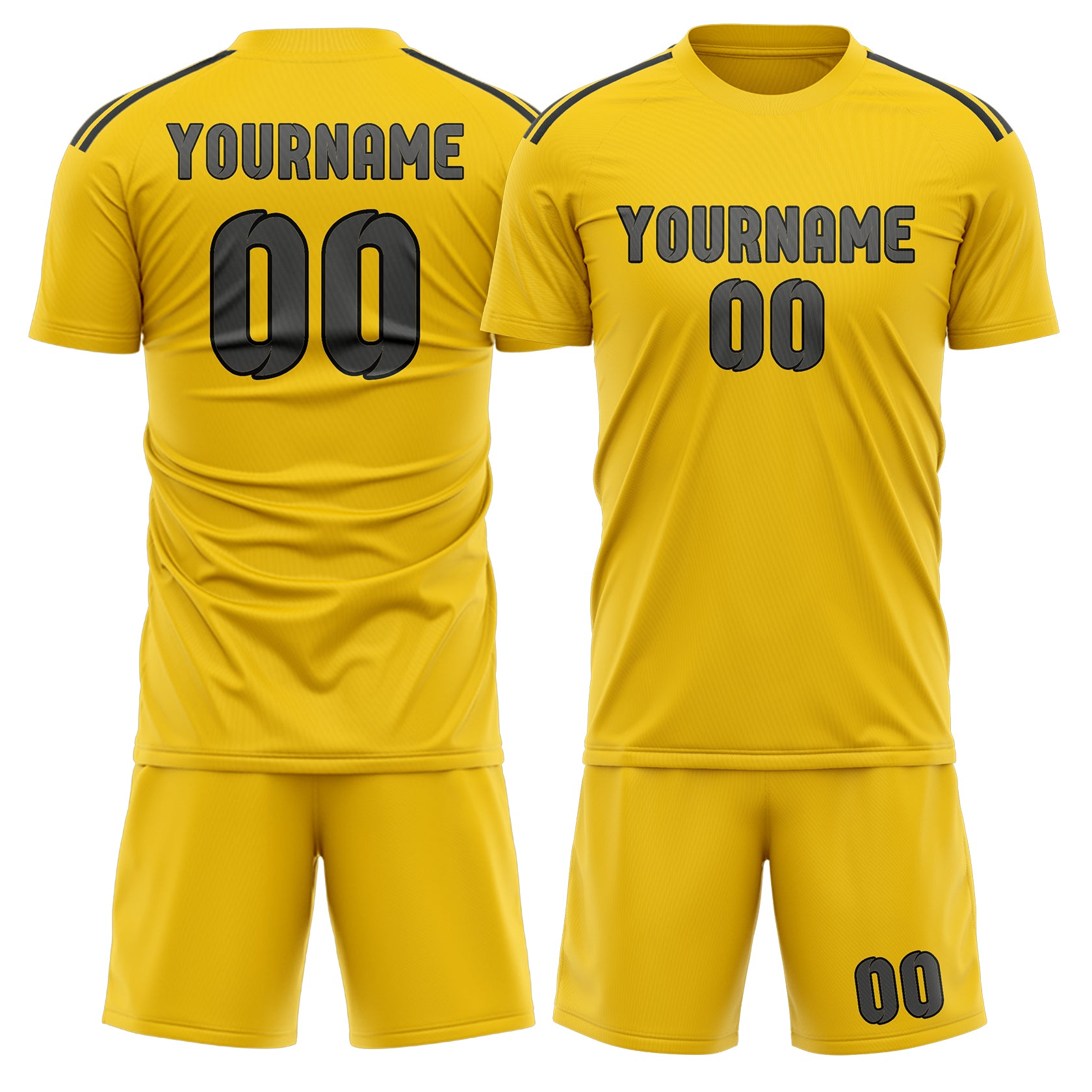 Maßgeschneidertes Professionelles Gold Dunkelgrau Fußballtrikot-Set