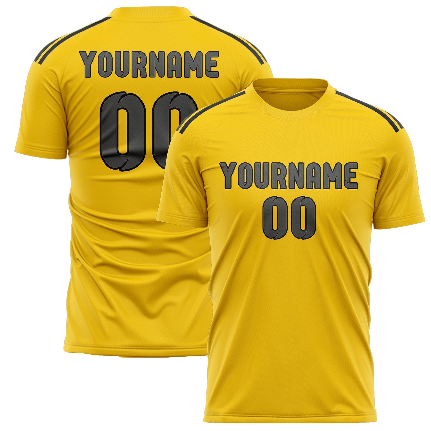 Benutzerdefiniertes Professionelles Gold Dunkelgrau Fußballtrikot