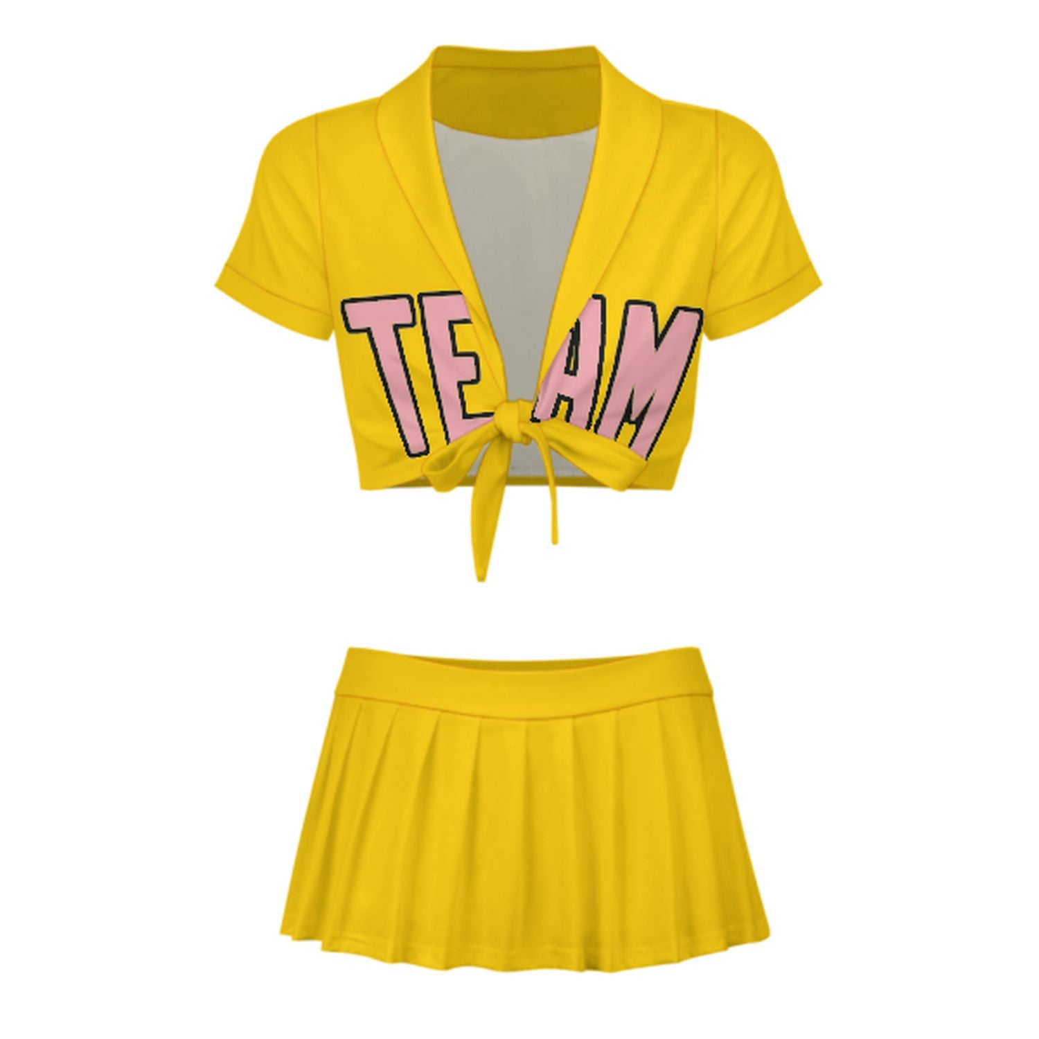 Maßgeschneidertes Gold Rosa Cheerleader Outfit Set
