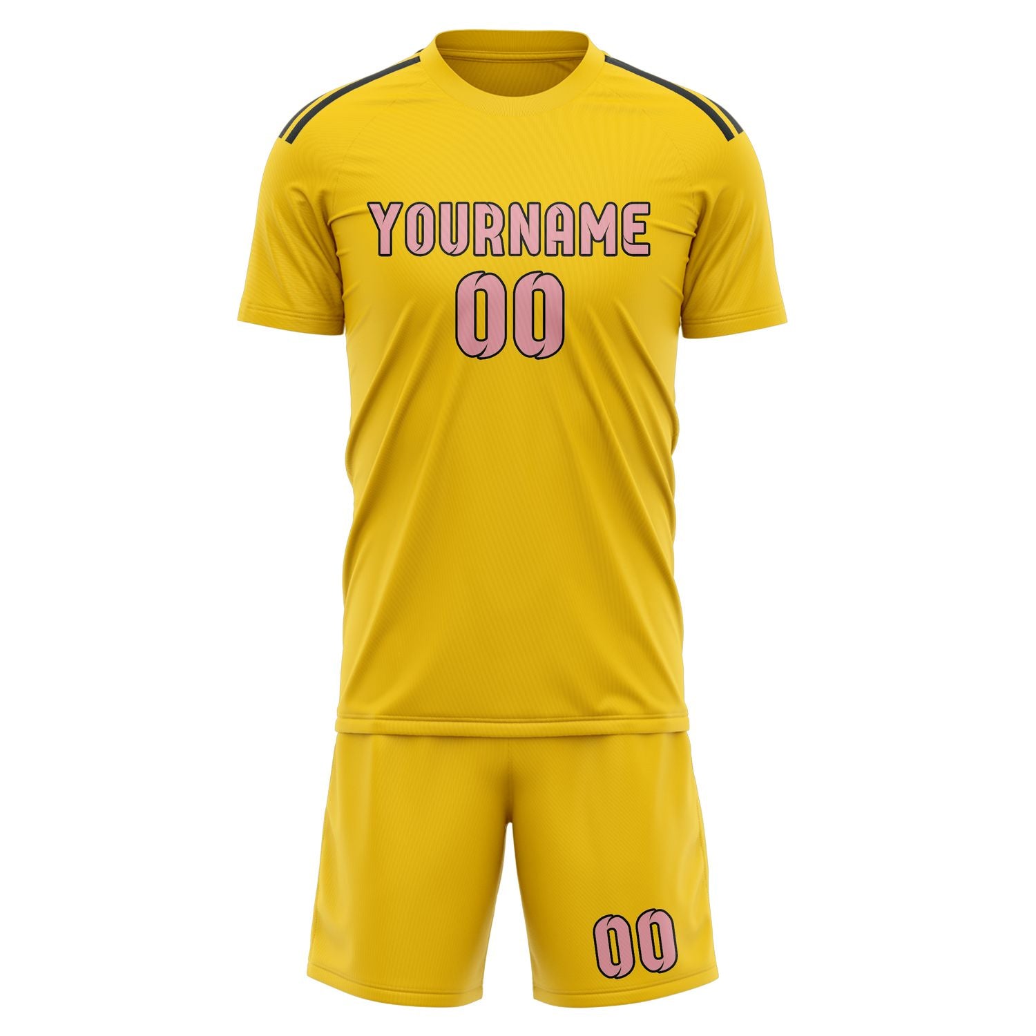 Maßgeschneidertes Professionelles Gold Rosa Fußballtrikot-Set