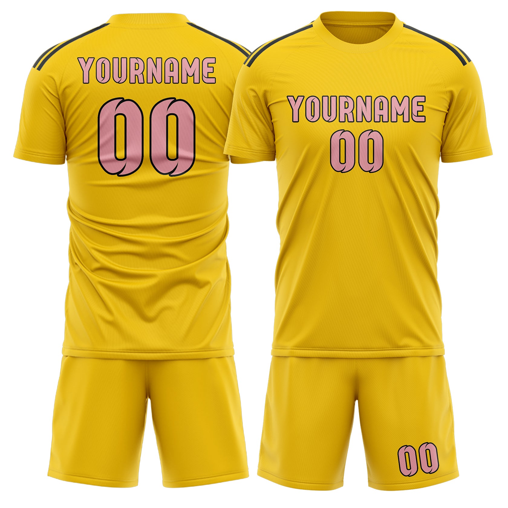 Maßgeschneidertes Professionelles Gold Rosa Fußballtrikot-Set