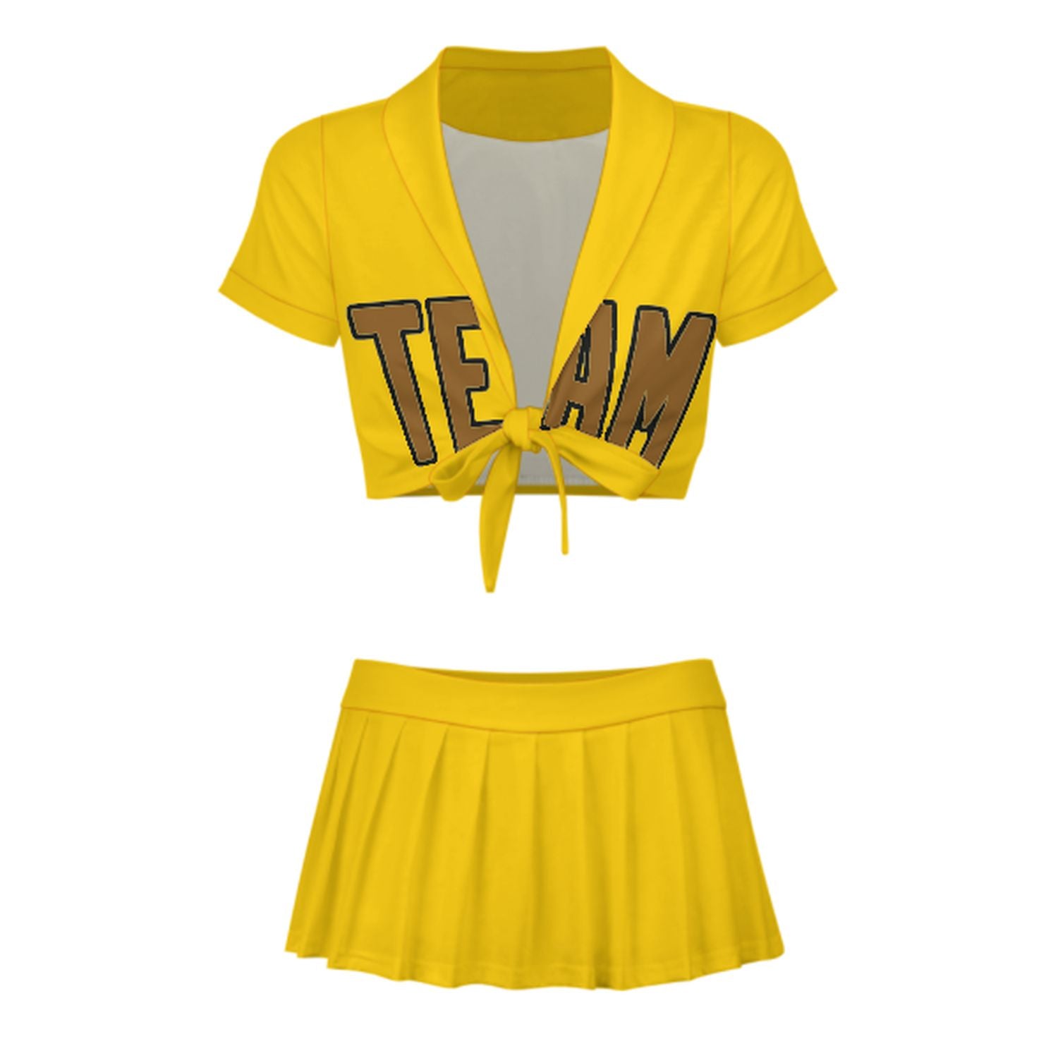 Maßgeschneidertes Gold Khaki Cheerleader Outfit Set